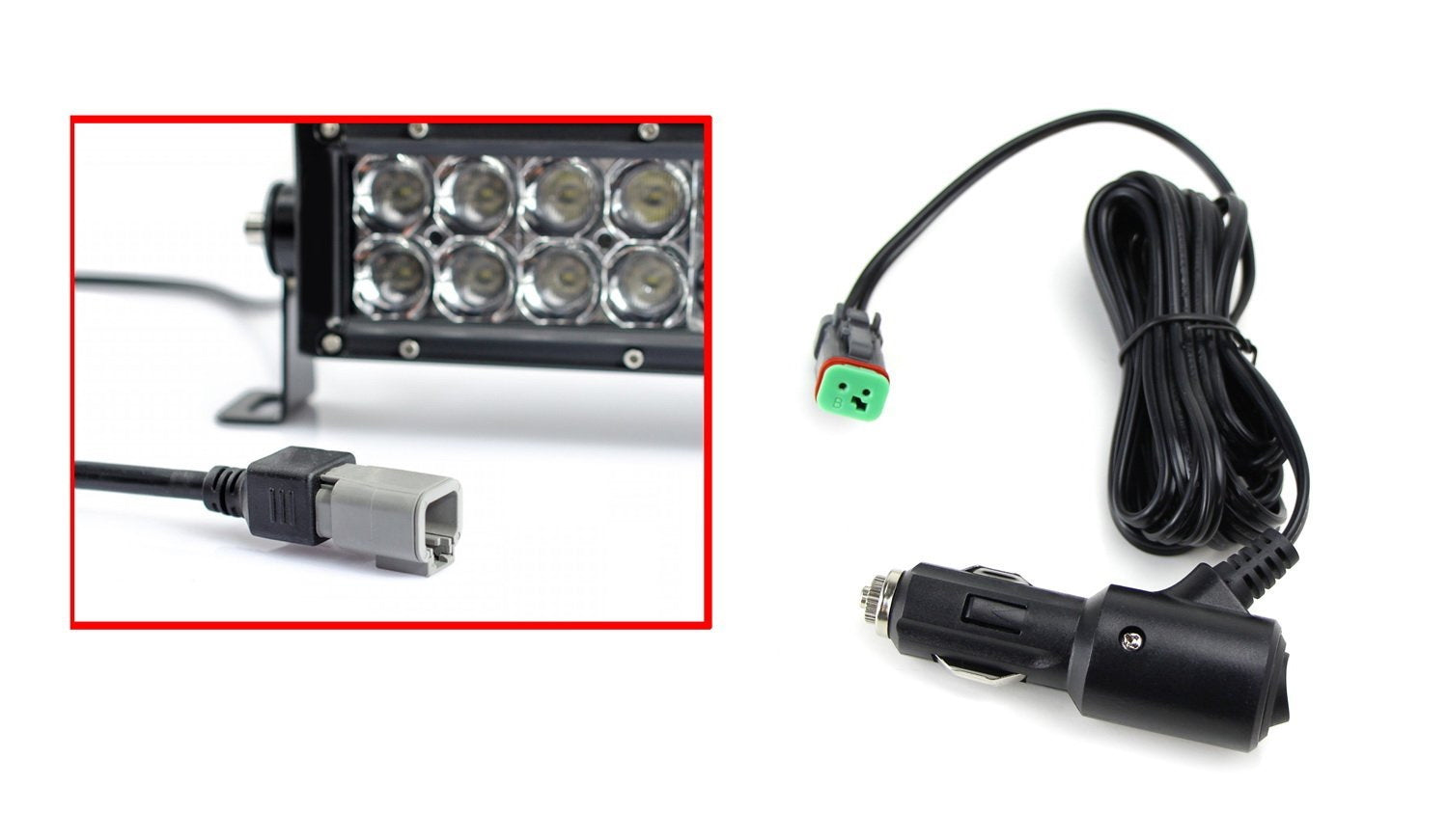 10ft 12V Cigarette Lighter DTP Adapter Harness with On/Off Switch for LED Pod Lights - Perfect for Off-Road Trucks, ATVs, and Marine Lighting Applications