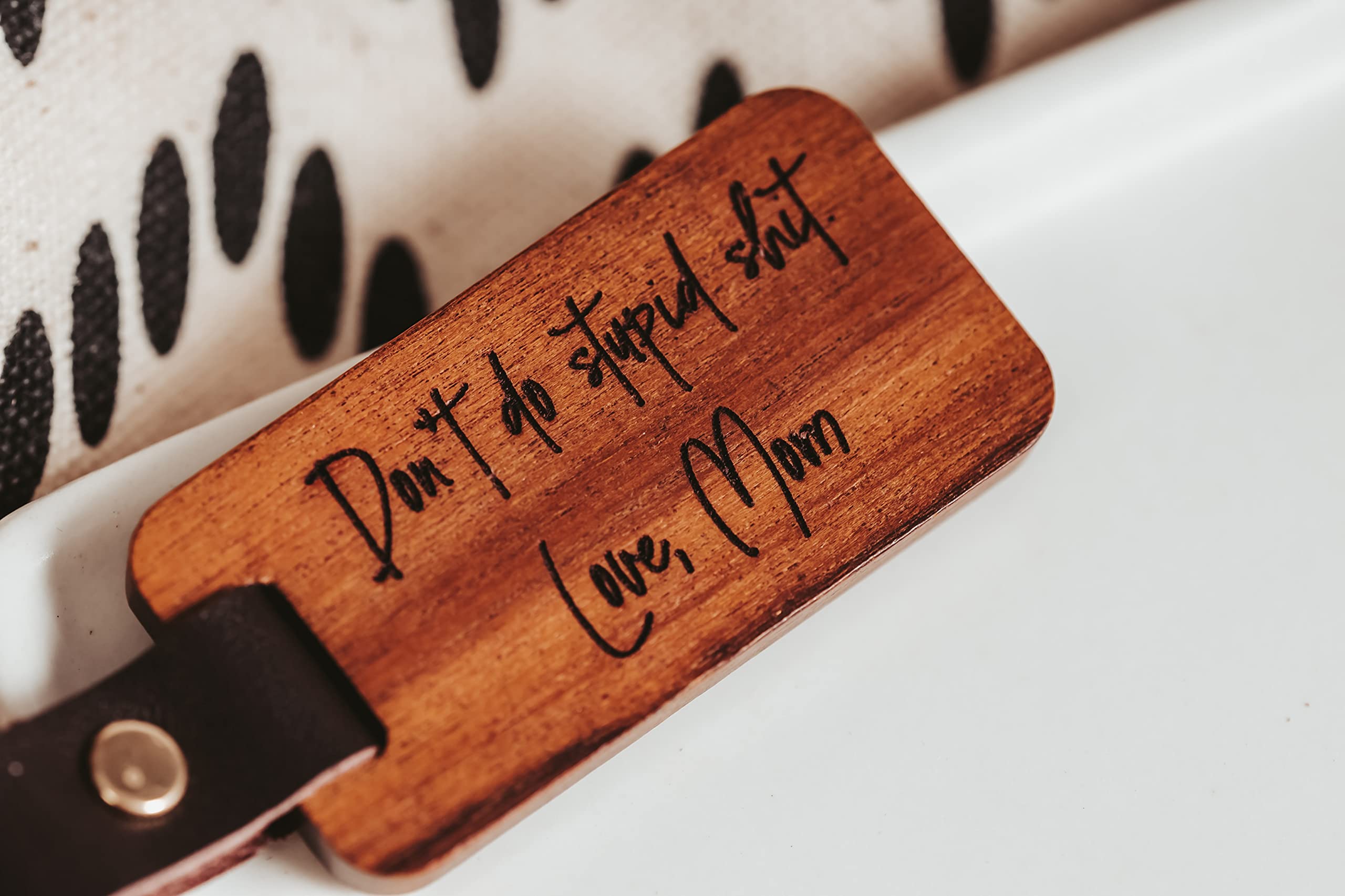 Funny Keychain from Mom - 'Don't Do Stupid Stuff' Keyring, Thoughtful Gift for Adult Children, Graduation Present for Teen Son or Daughter, First Car Keychain with Inspirational Message - Perfect for Daily Reminders & Special Occasions