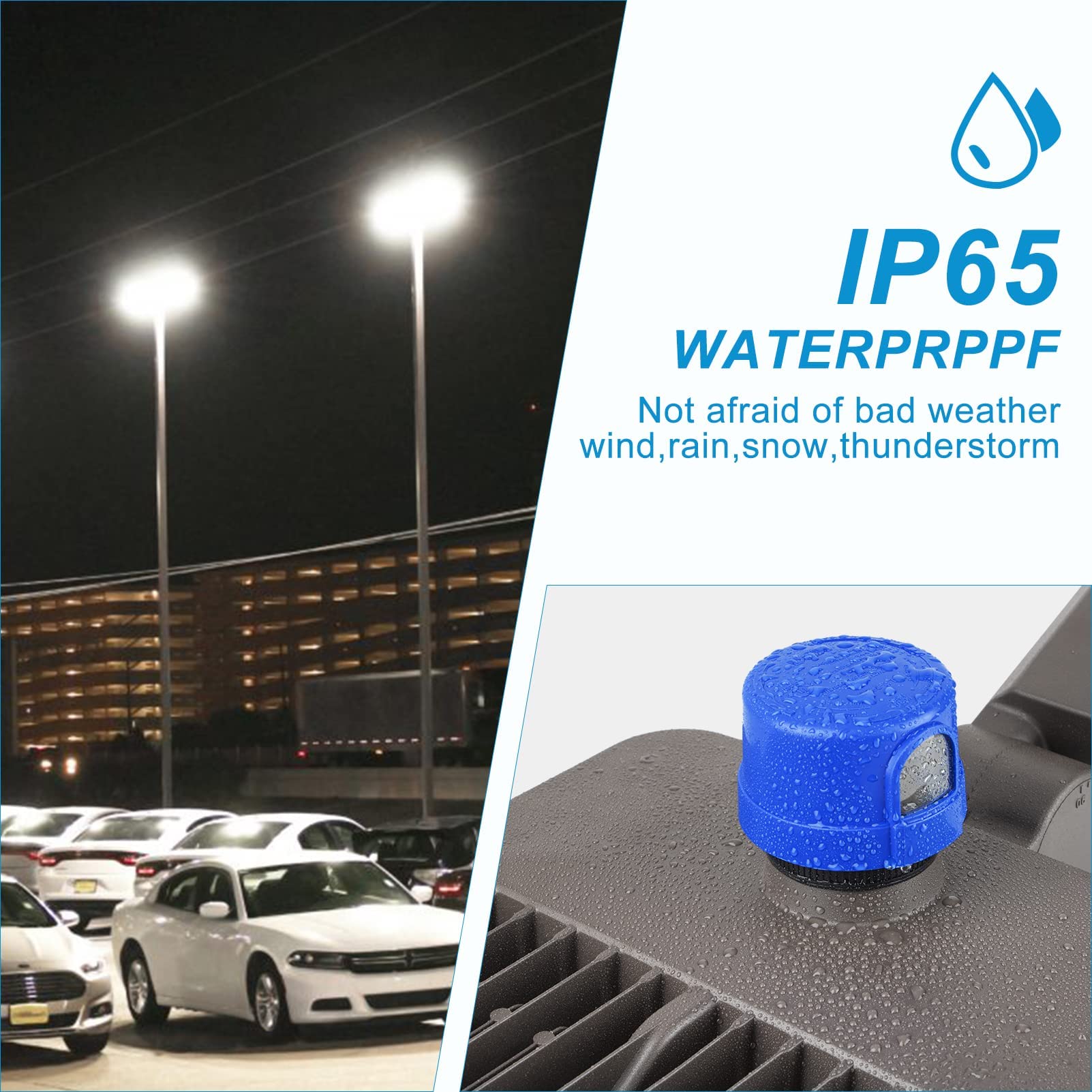 320W LED Parking Lot Lights 48000lm (150Lm/W) - Smart Dusk to Dawn Outdoor Pole Lights with Slipfitter Mount - Energy Efficient Commercial Lighting for 30~50ft Height - 2 Pack with 7 Year Warranty - Ideal for Parking Lots, Warehouses, Gas Stations & Outdoor Security Areas