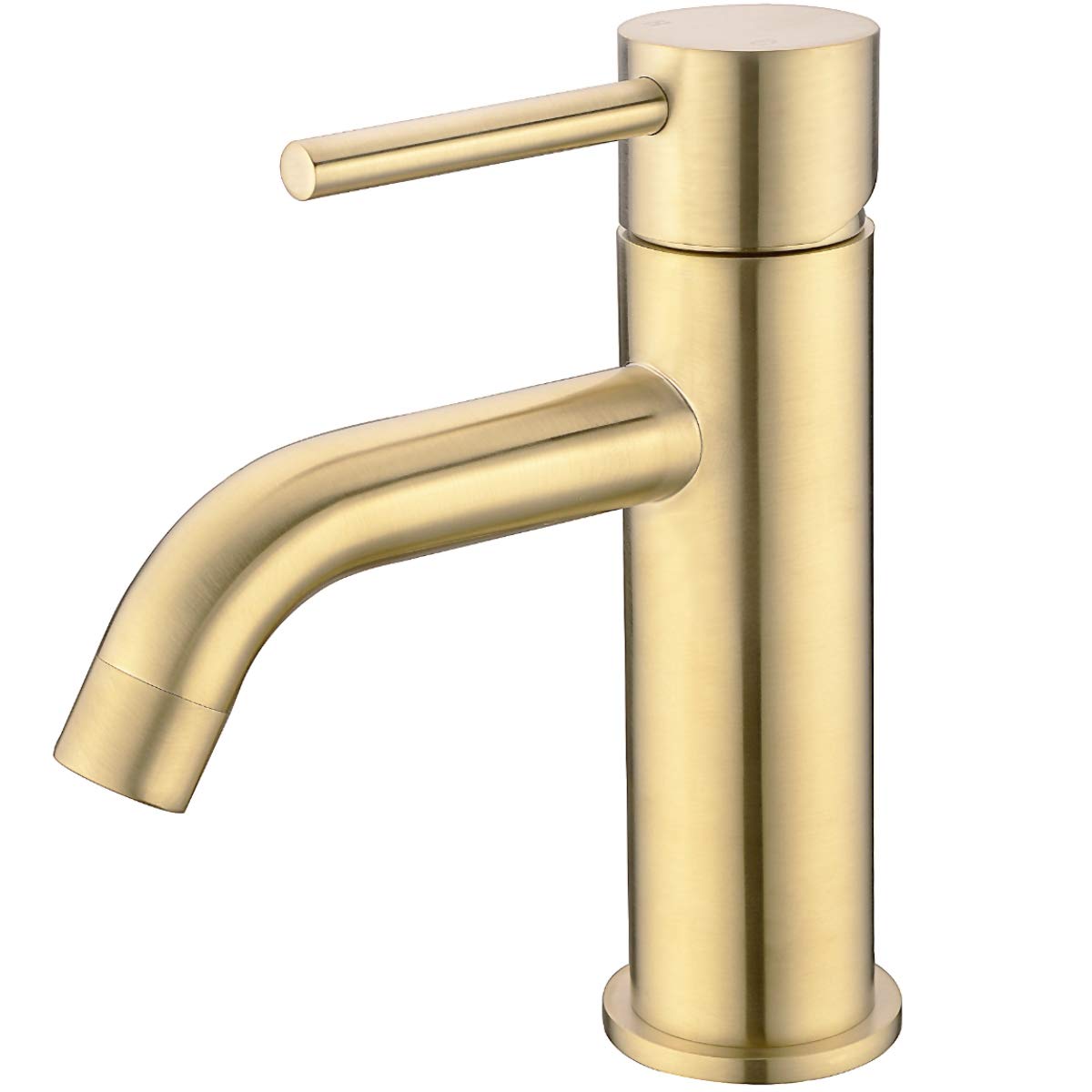 TRUSTMI Brushed Gold Bathroom Faucet - Modern Single Handle Lavatory Sink Faucet with Deck Mount for Vanity - Solid Brass Construction - Perfect for Bathroom Renovation & Home Upgrade