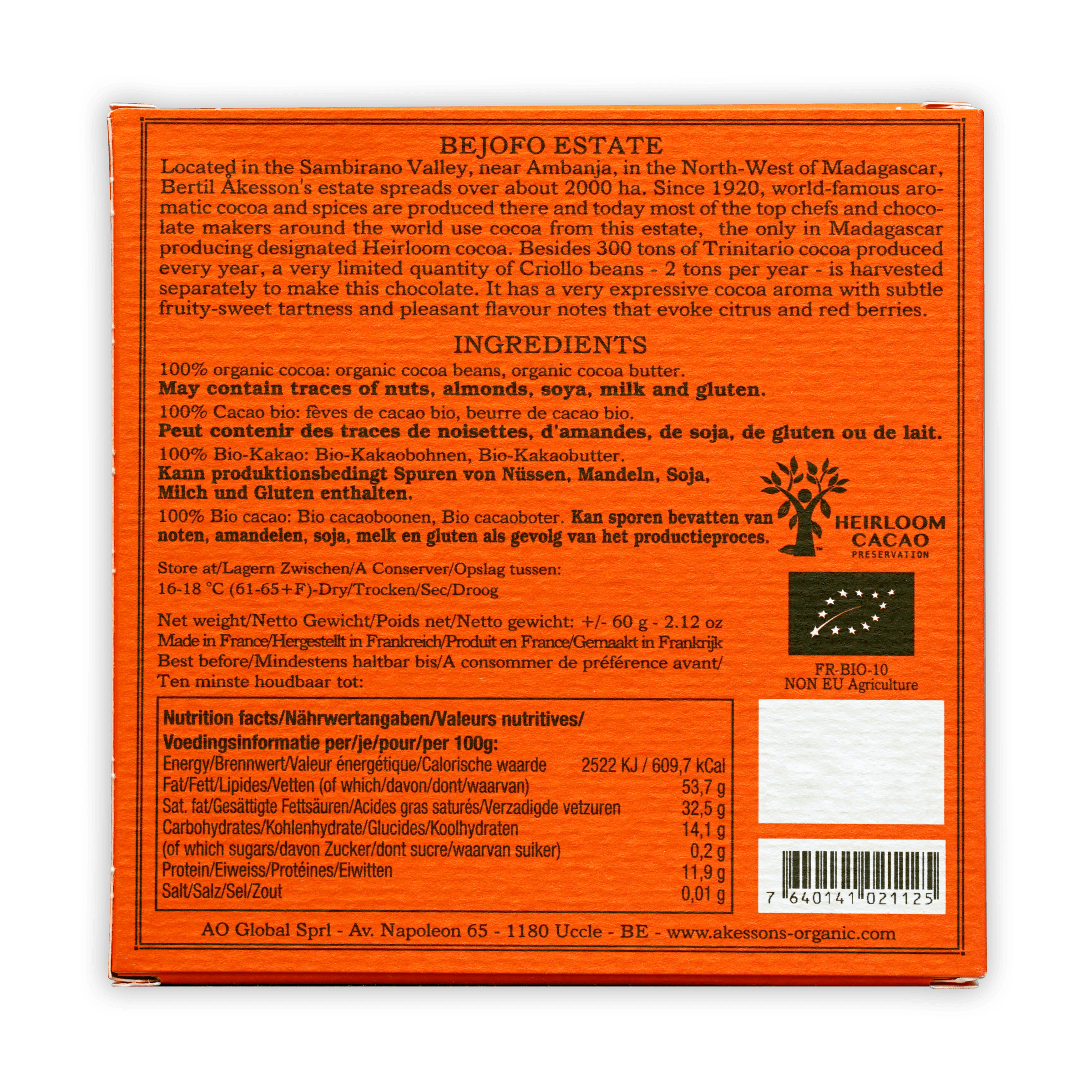 Akesson's Madagascar Criollo 100% Dark Chocolate Bar - Premium Organic Single Origin Vegan Chocolate for Baking, Gifts & Healthy Snacking