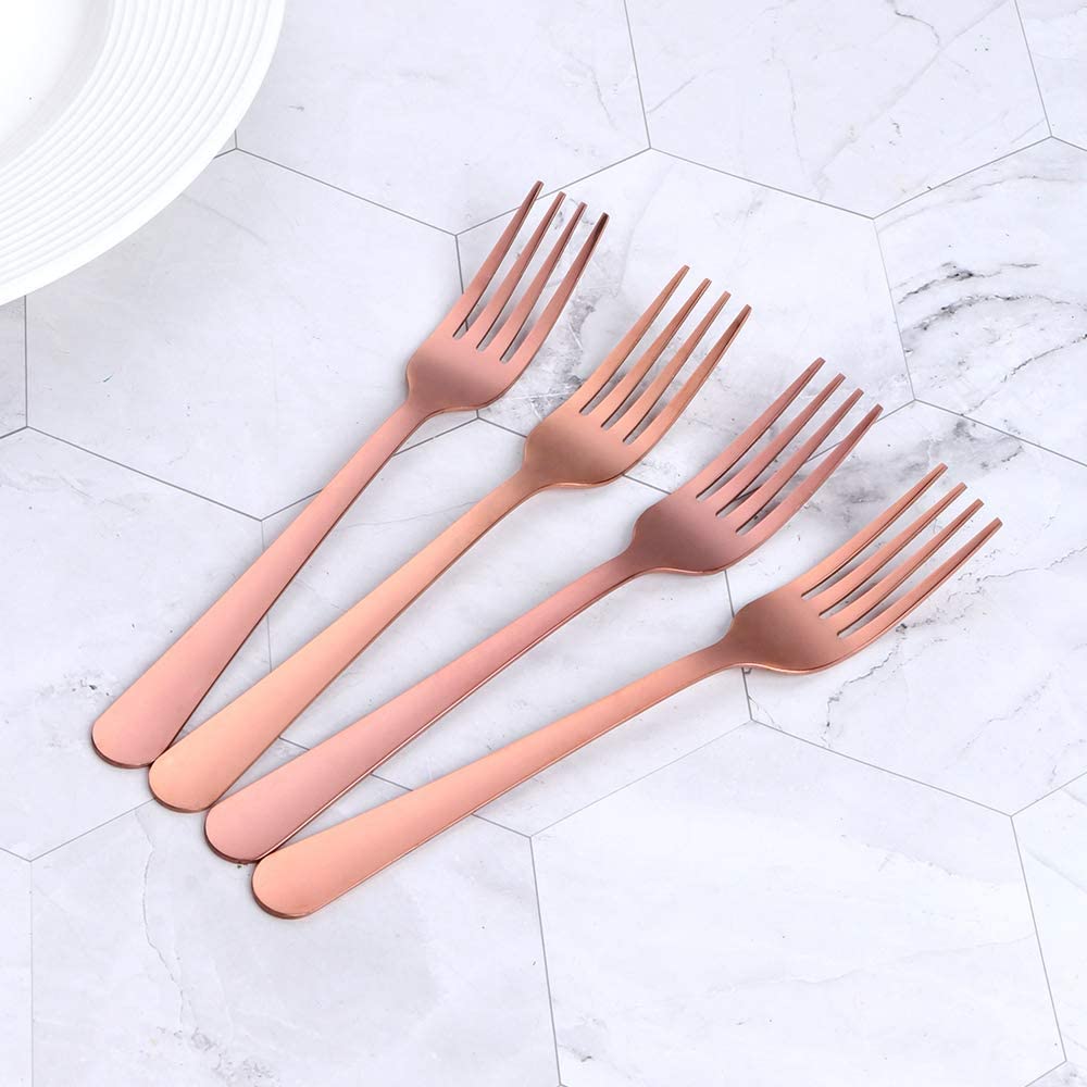 Premium 12-Piece Stainless Steel Dinner Forks Set - Elegant Rose Gold Flatware for Family Dining, Restaurants, Weddings & Parties | Durable & Stylish Cutlery for Everyday Use & Special Occasions