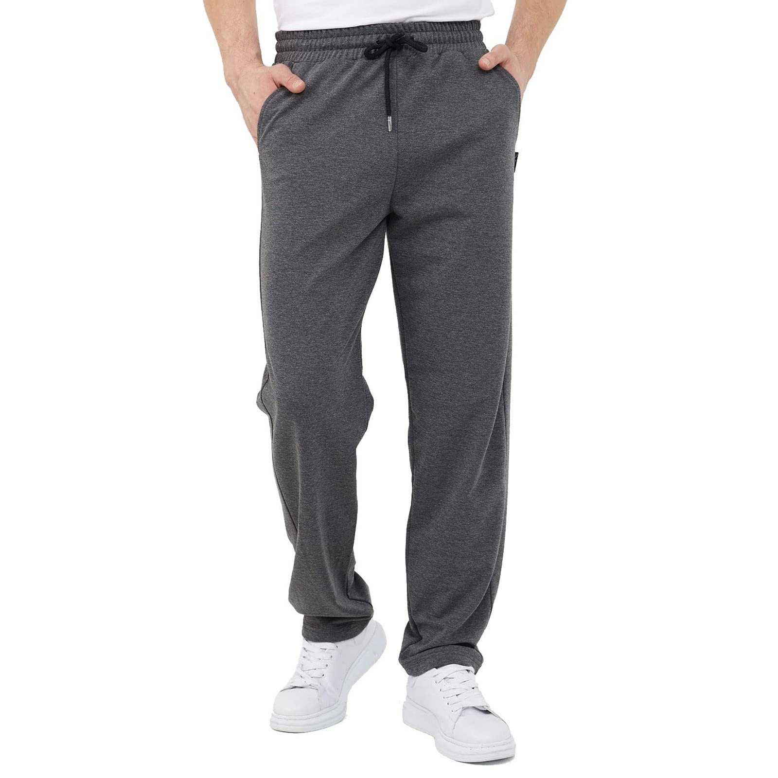 **Men's Casual Jogger Pants - Loose Fit Cotton Sports Pants with Pockets for Running, Gym, and Everyday Wear**