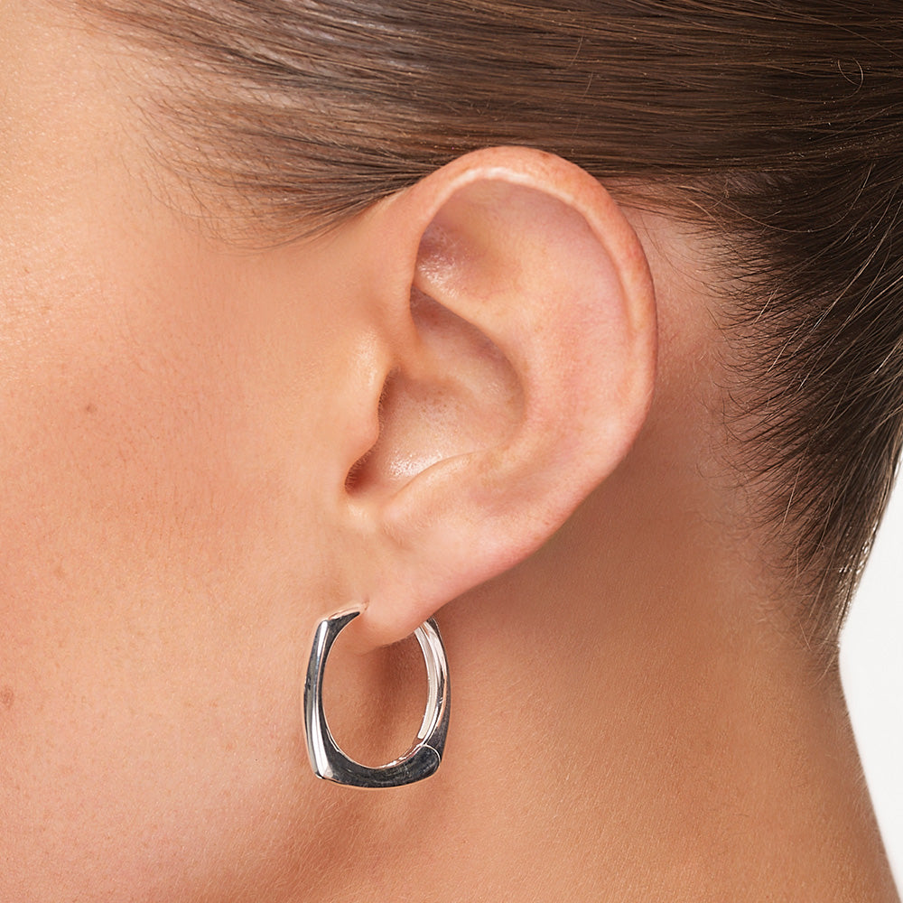 Sterling Silver Maxi Square Edge Hoops - Elegant Statement Earrings for Women | Perfect for Parties, Weddings & Everyday Wear