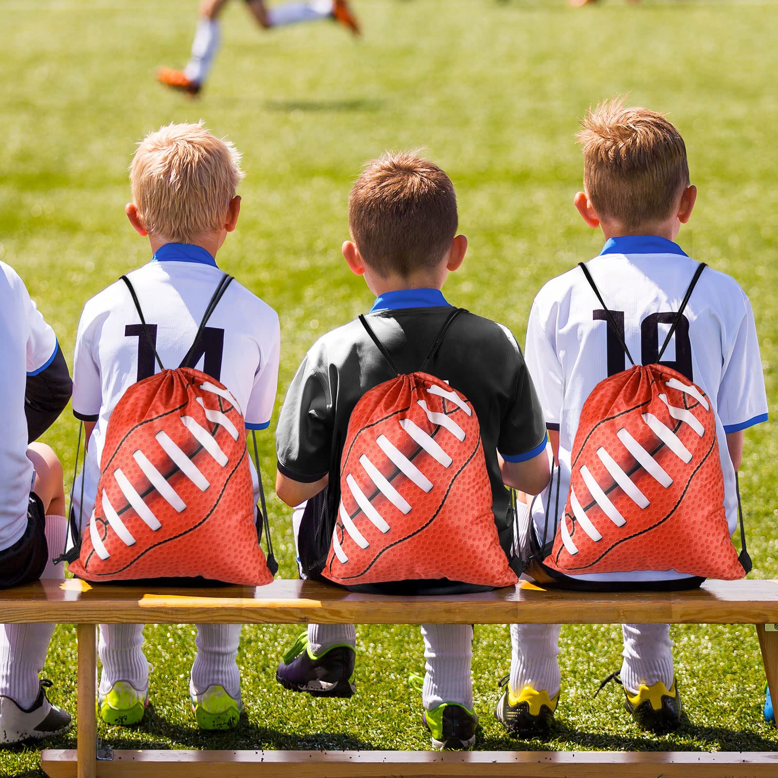 Shappy 8-Piece Football Drawstring Bags - Sports Party Favors, Team Gifts & Gym Equipment Storage - Perfect for Game Day, Birthday Parties & School Sports Events