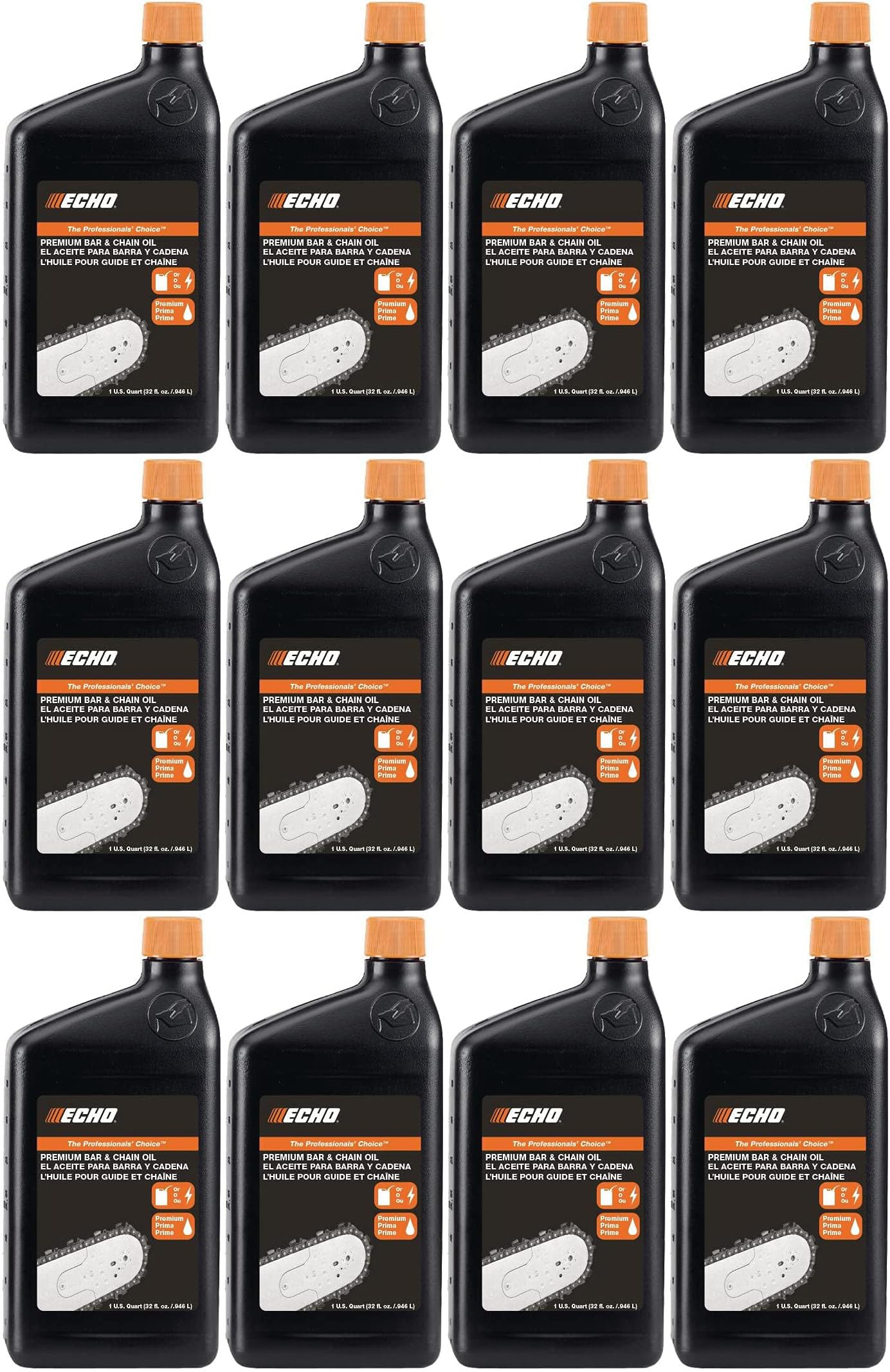 **Echo Power Chainsaw Bar and Chain Oil - 32 fl oz (1 Quart - 12 Pack) - High-Performance Lubricant for Professional & Home Use - Reduces Resin Build-Up - Ideal for Chainsaw Maintenance, Wood Cutting, and Forestry Work**