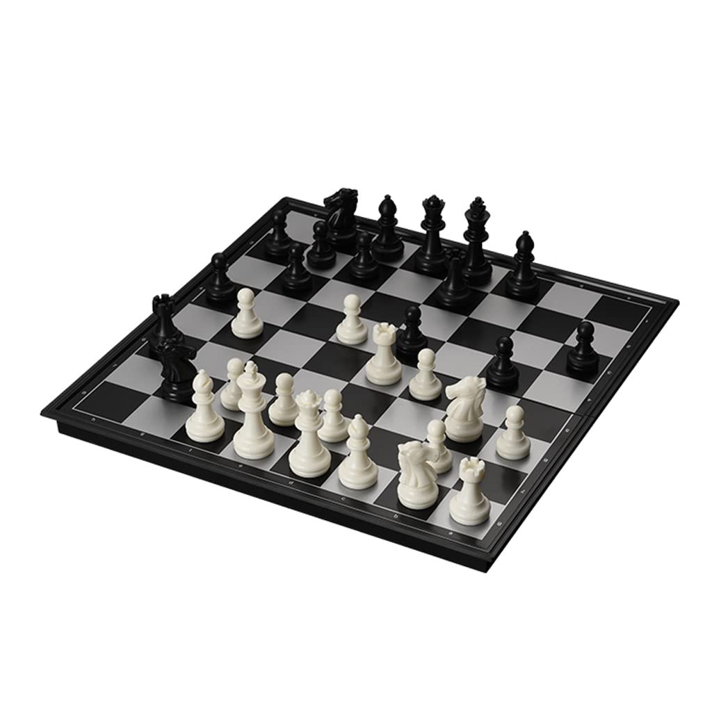 Premium Magnetic Travel Chess Set - Folding Portable Chess Board with Handcrafted Chess Pieces for Kids & Adults | ABS Educational Toy for Beginners | Silver Large Size | Perfect for Travel, Camping & Family Game Nights