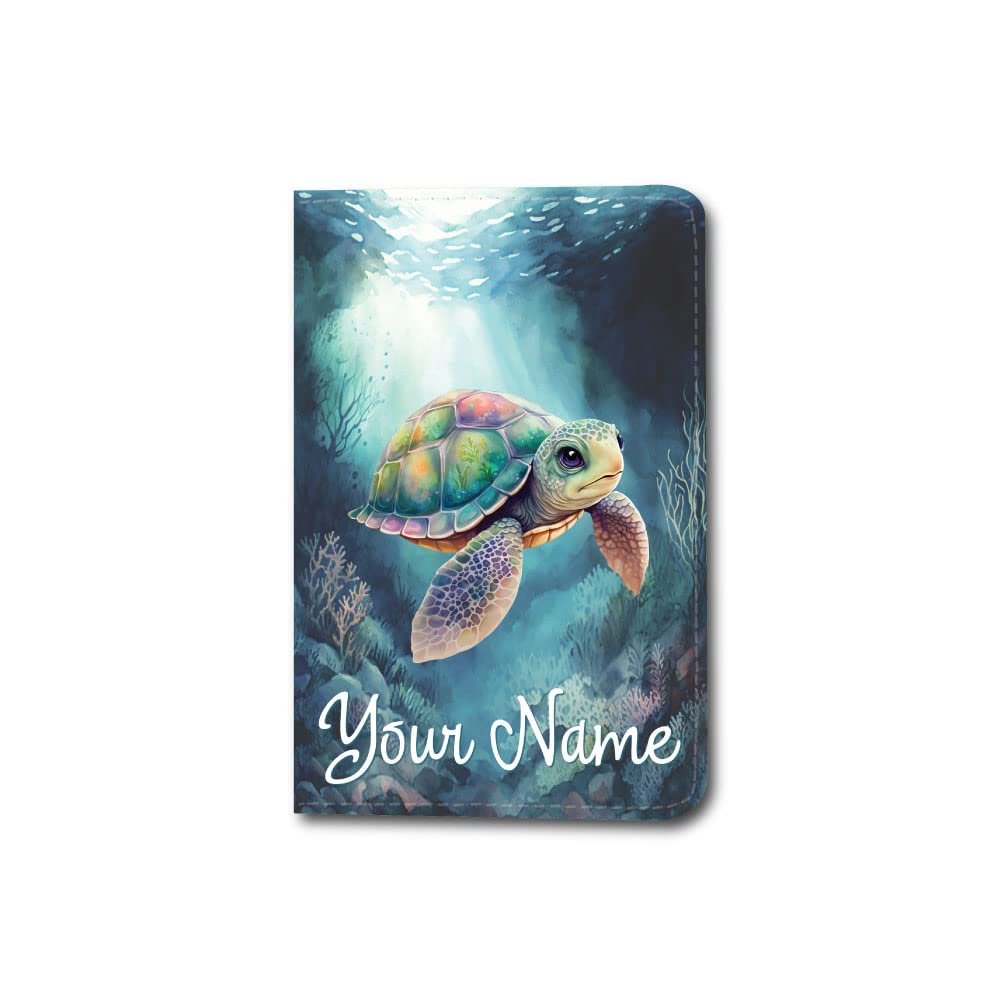 Premium Leather Passport Holder & Luggage Tag Set - Sea Turtle Design | Travel Essentials for Vacation & Business Trips