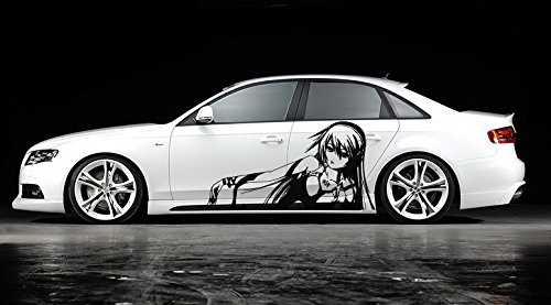 Anime Girl Music Headphones Car Vinyl Decal - Japanese Manga Style Auto Sticker for Side Windows | Perfect for Car Enthusiasts & Anime Fans
