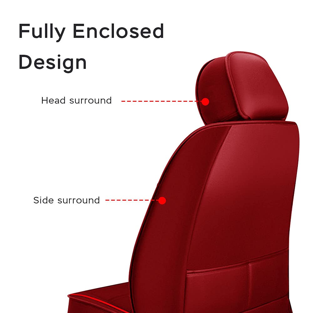 Luxury PU Leather Front & Rear Seat Covers for Buick Enclave & Lacrosse - Comfortable, Durable & Wear-Resistant Car Seat Protectors (Red) - Perfect for Daily Commute, Road Trips & Family Protection