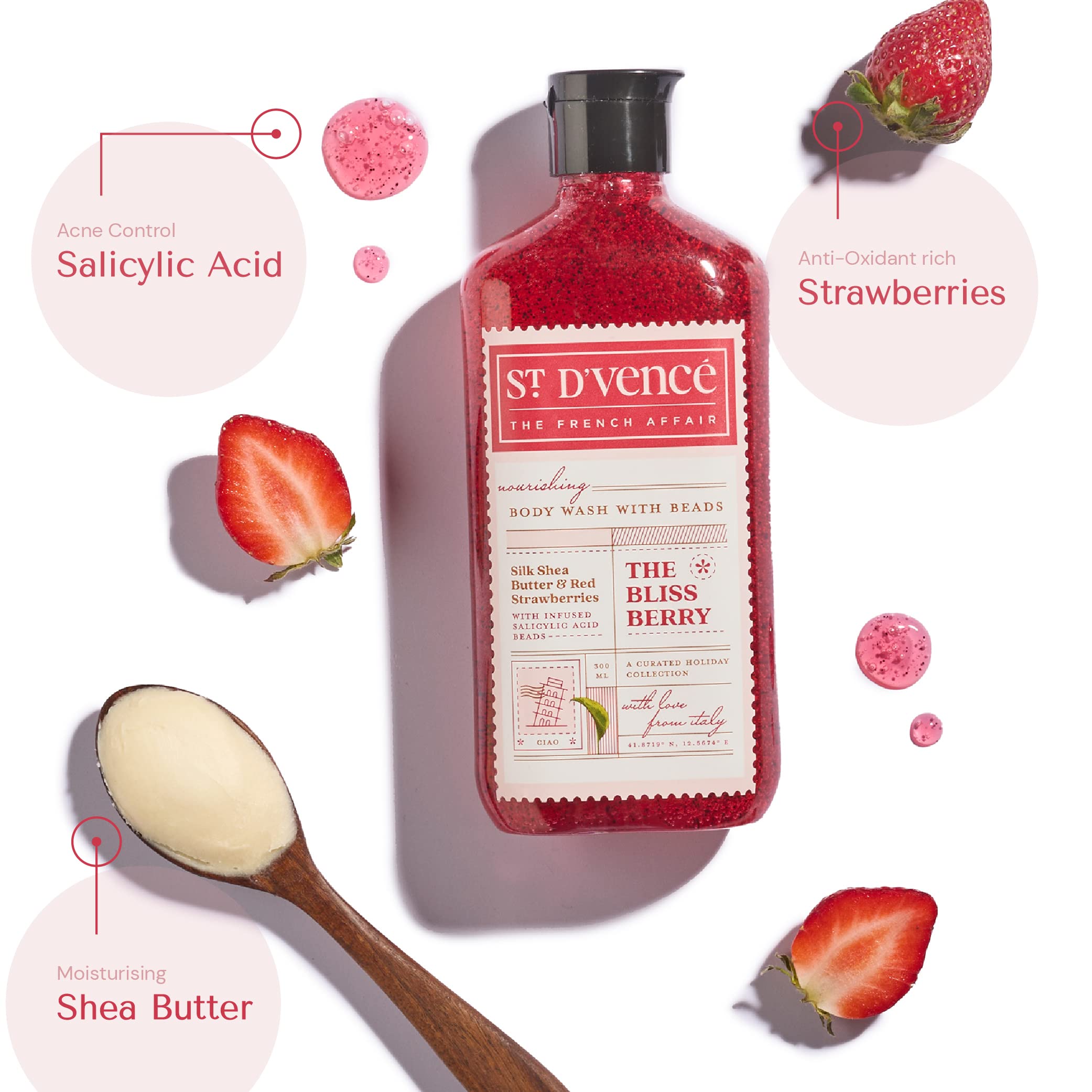 ST. D'VENCE Salicylic Acid Body Wash for Women & Men - Exfoliating & Tan Removal Shower Gel with Natural Ingredients | Paraben & Sulfate Free (300ml x 3) | Perfect for Summer Skincare & Acne-Prone Skin