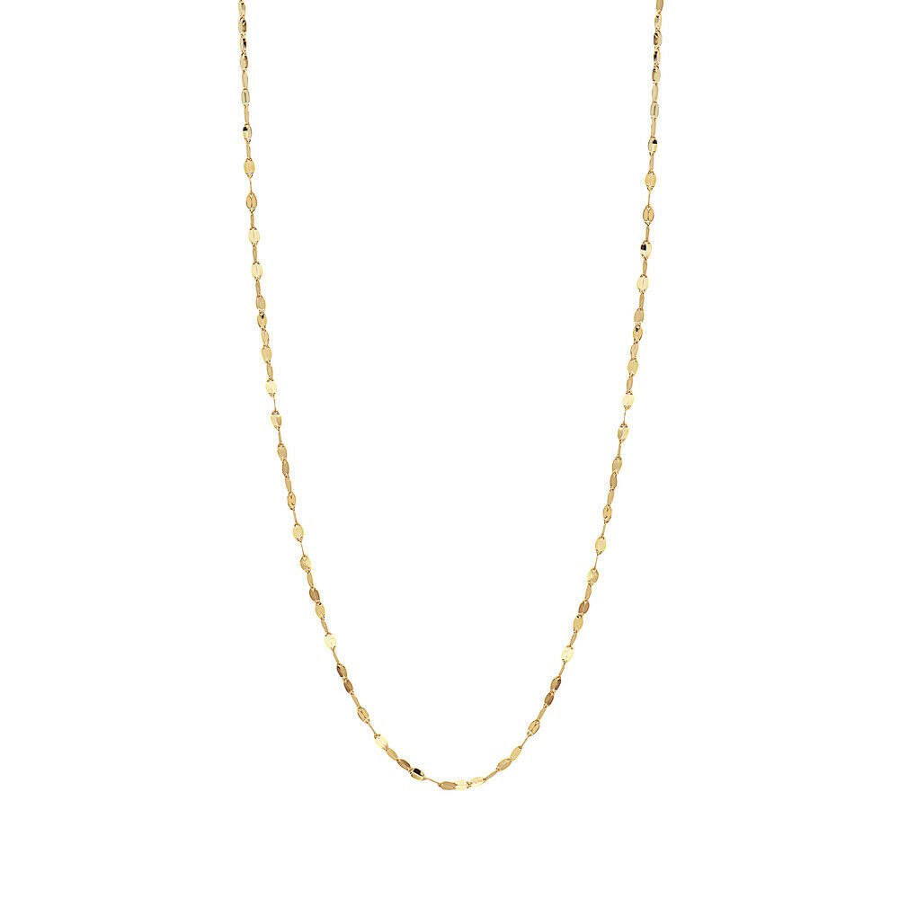 18K Solid Gold 2.0MM Diamond Cut Mirror Chain Necklace & Anklet Set - Unisex 10