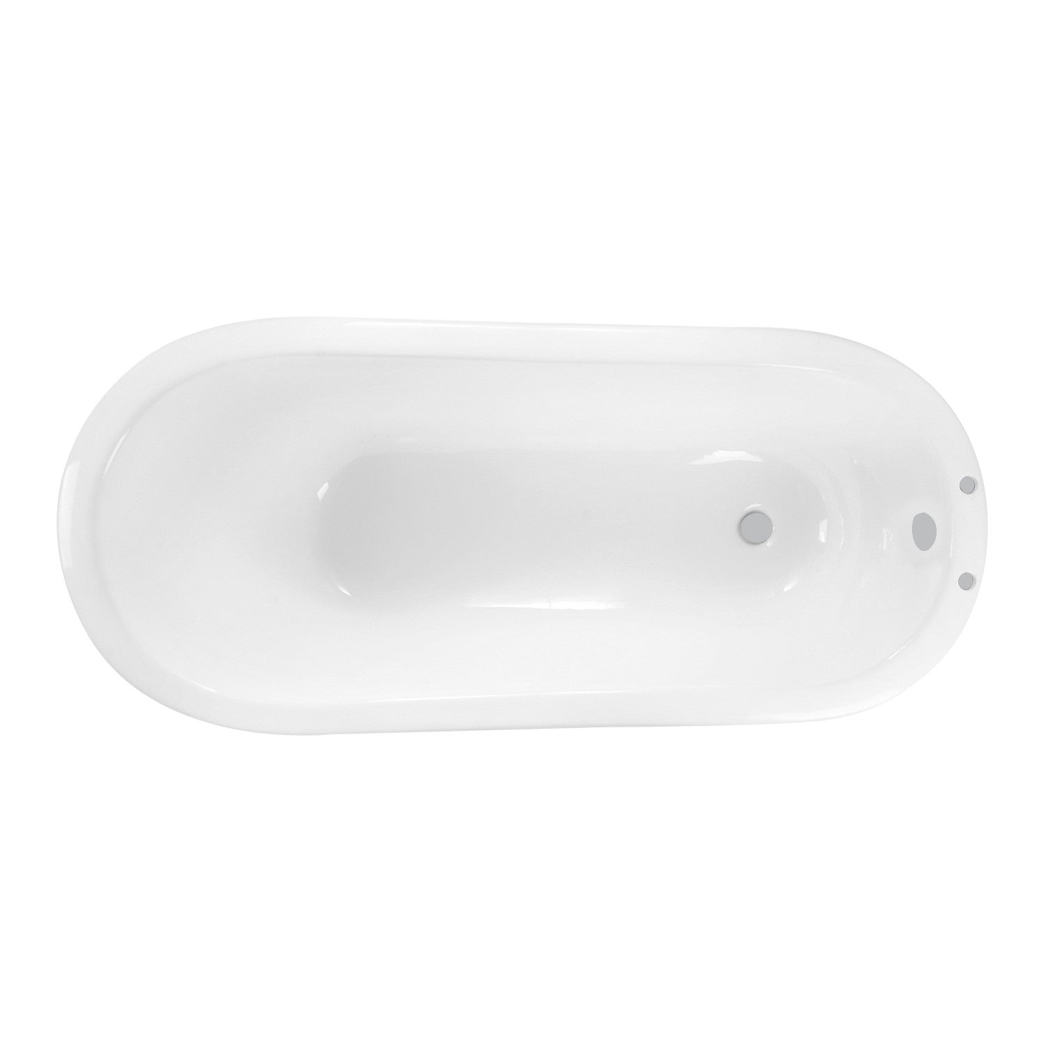 Aqua Eden 67 Inch White Cast Iron Oval Single Slipper Pedestal Bathtub with 7 Inch Faucet Drillings - Vintage Freestanding Soaking Tub for Luxury Bathroom & Spa Relaxation
