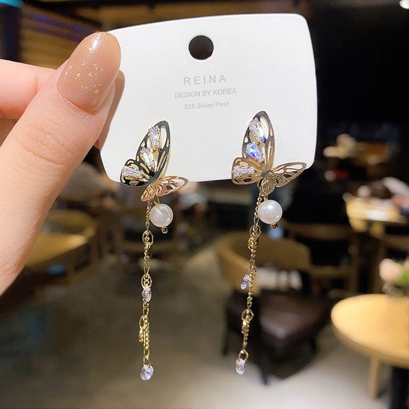 Elegant Women's Long Pearl Tassel Drop Earrings - Perfect for Weddings, Parties & Special Occasions