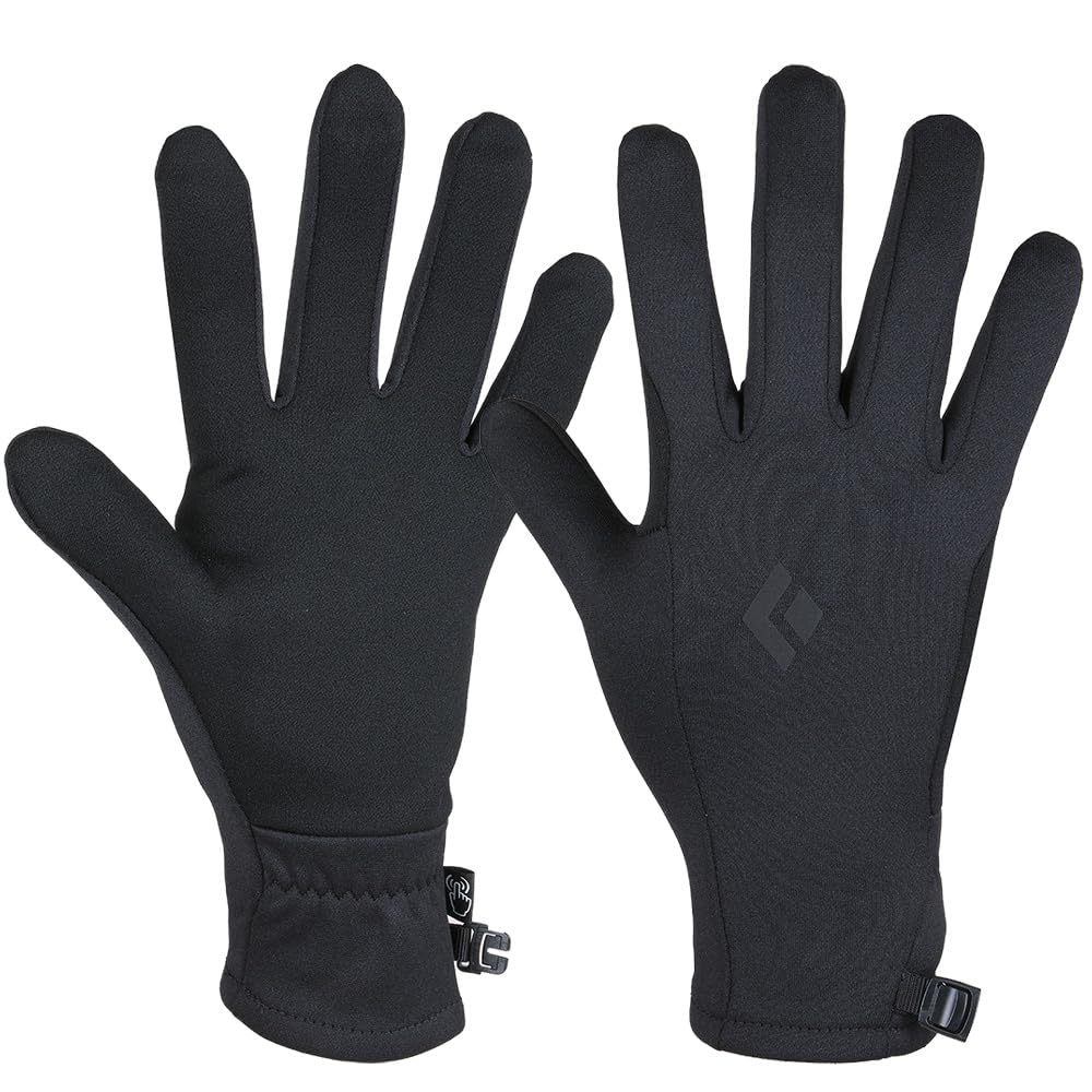 Midweight Screentap Gloves - Touchscreen Fleece Liners for Running, Commuting, Hiking - Black NPF, X-Large - Perfect for Winter Sports and Outdoor Adventures