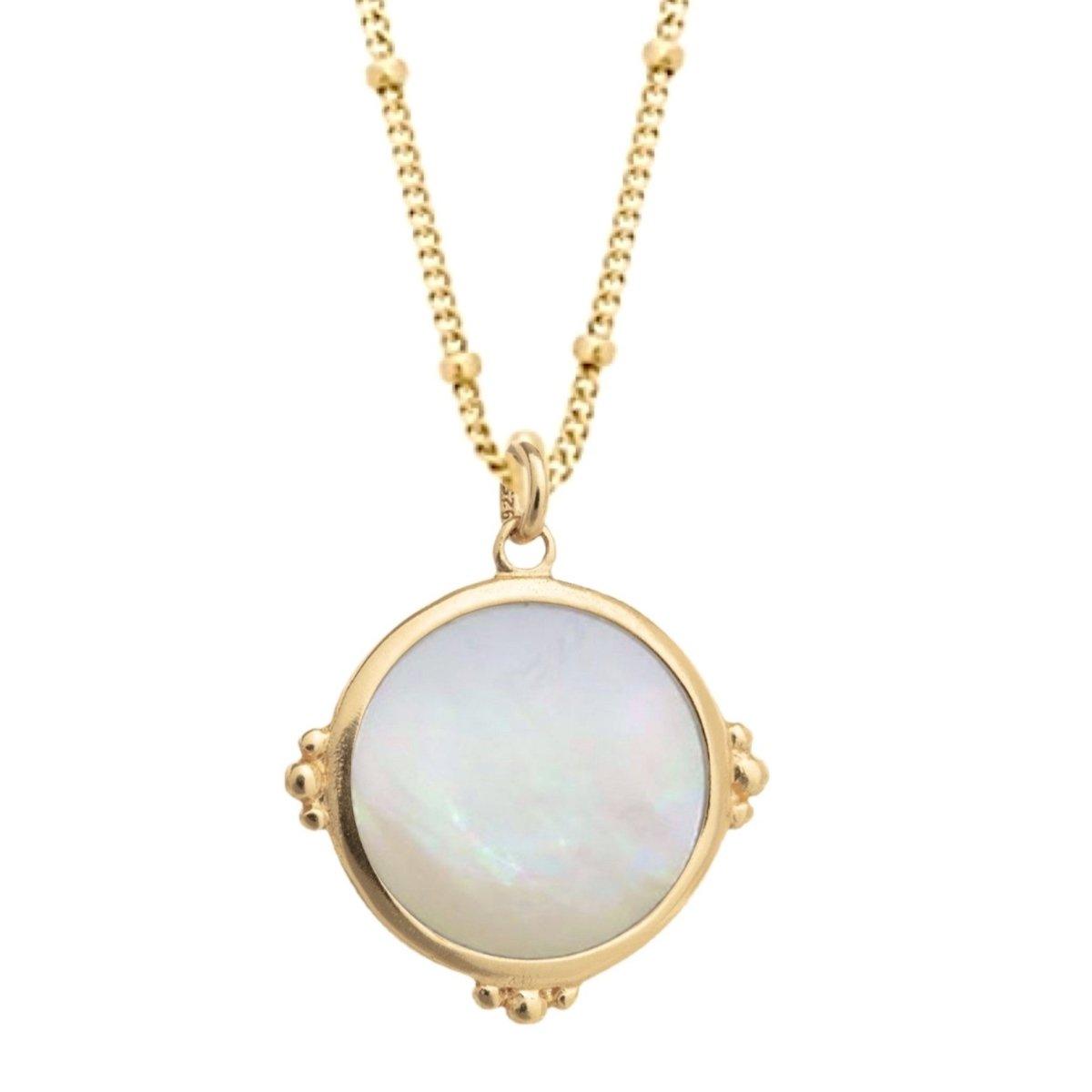 Enchanted Gold Mother of Pearl Necklace - 18K Gold Vermeil Pendant for Women - Perfect for Weddings, Parties & Special Occasions