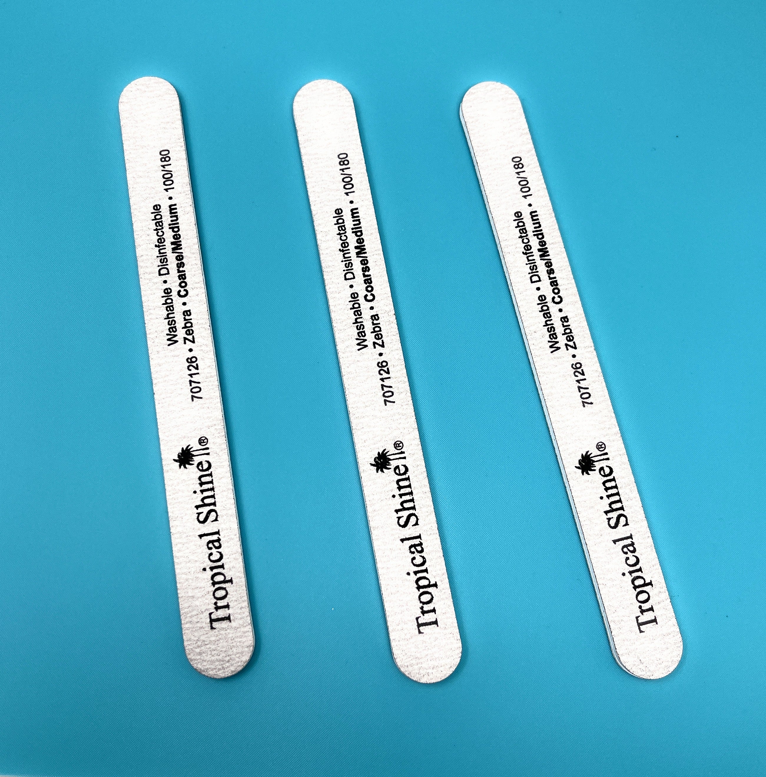 Premium Zebra Print Nail Files - 100/180 Grit Dual Sided Emery Boards with Cushion for Salon & Home Use - Washable & Disinfectable (3 Pack) - Perfect for Manicures, Pedicures, and Nail Care Routines