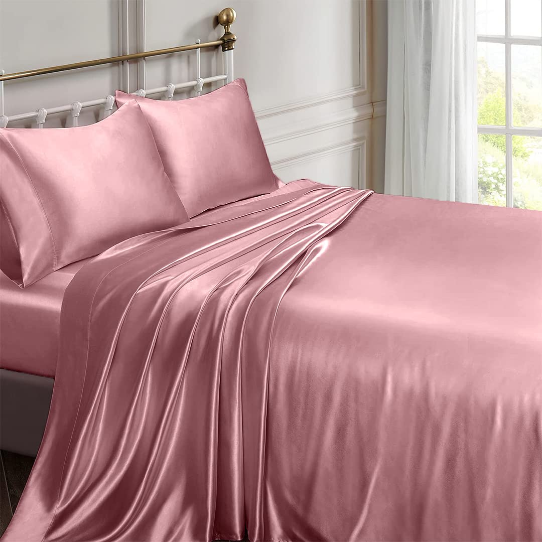 Luxury Silk Satin Sheets Set 6-Piece with 19