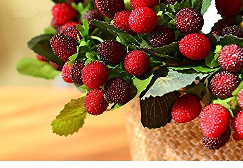 9 Heads Artificial Strawberry Silk Fruit Decoration - Realistic Fake Strawberries for Home Decor, Wedding Centerpieces, and Photo Props (Red, 1pc)