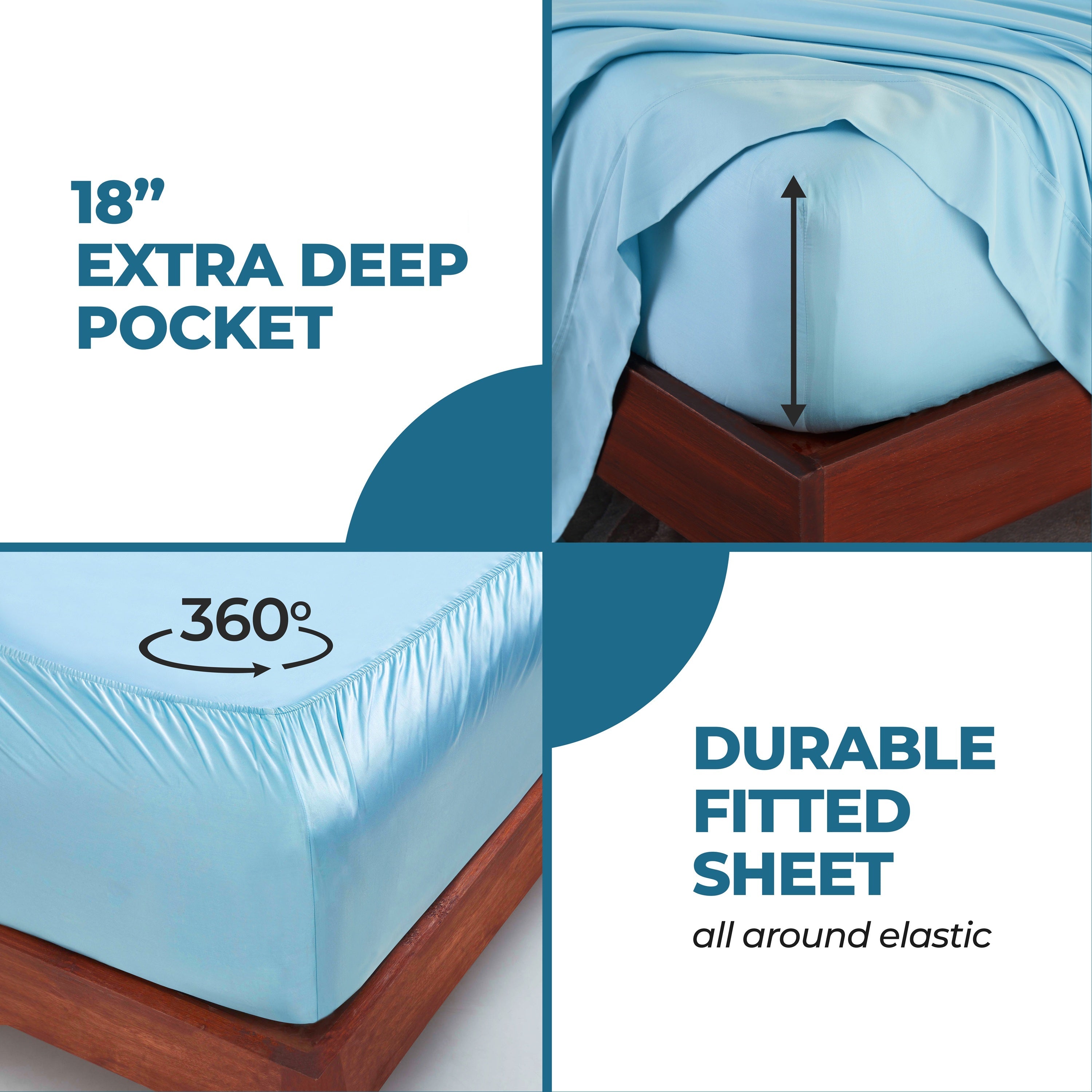 300 Thread Count Modal From Beechwood Extra Deep Pocket Sheet Set - Ultra Soft & Breathable Bedding for Queen/King Size Mattresses - Perfect for Luxury Hotels, Guest Rooms & Master Bedrooms
