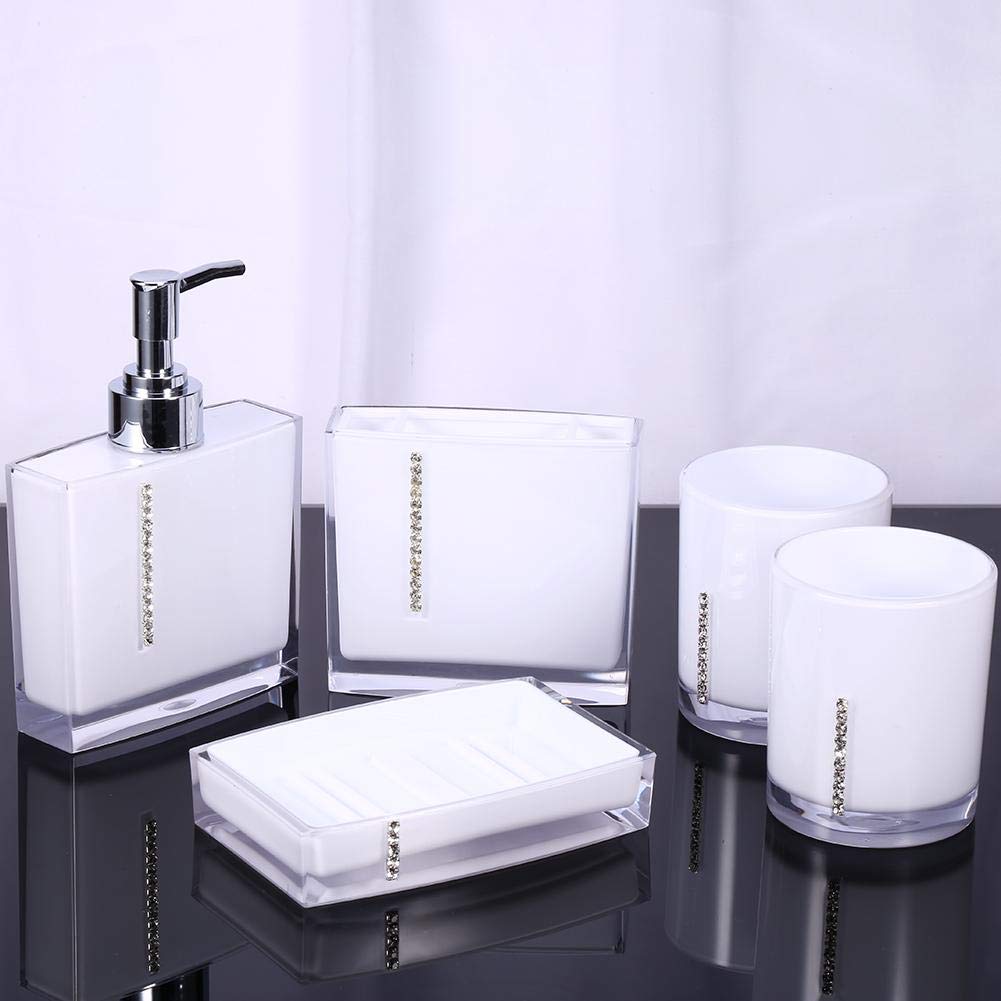 Estink 5PCS Acrylic Bathroom Set - Soap Dish, Toothbrush Holder for Home & Hotel