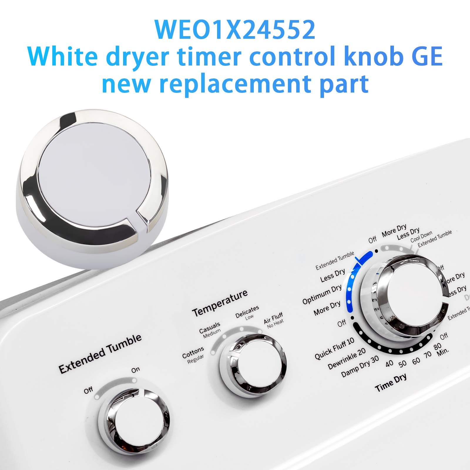 GE Hotpoint Dryer Timer Knob Replacement - WE01X24552 AP6026722 Compatible with GE Dryers (Replaces 4396547 PS11736611) - Perfect for DIY Appliance Repair & Laundry Room Maintenance
