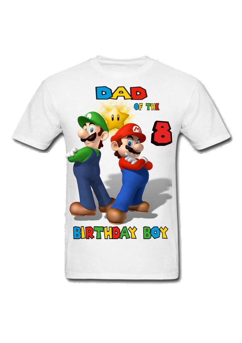 Custom Mario Birthday T-Shirt for Kids - Personalized Name & Age (4T) - Family Matching Outfits for Mario Themed Parties & Gifts