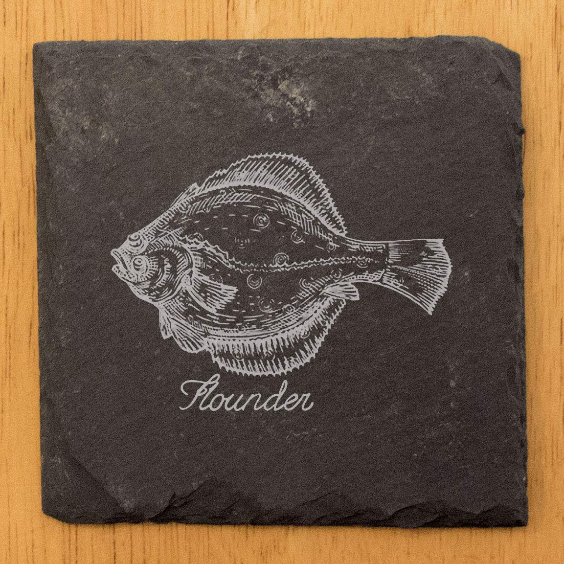 Premium Square Slate Fishing Coasters - Set of 6 for Beer Mugs & Drink Glasses - Perfect for Angler's Home Bar, Man Cave, or Fishing Lodge Decor