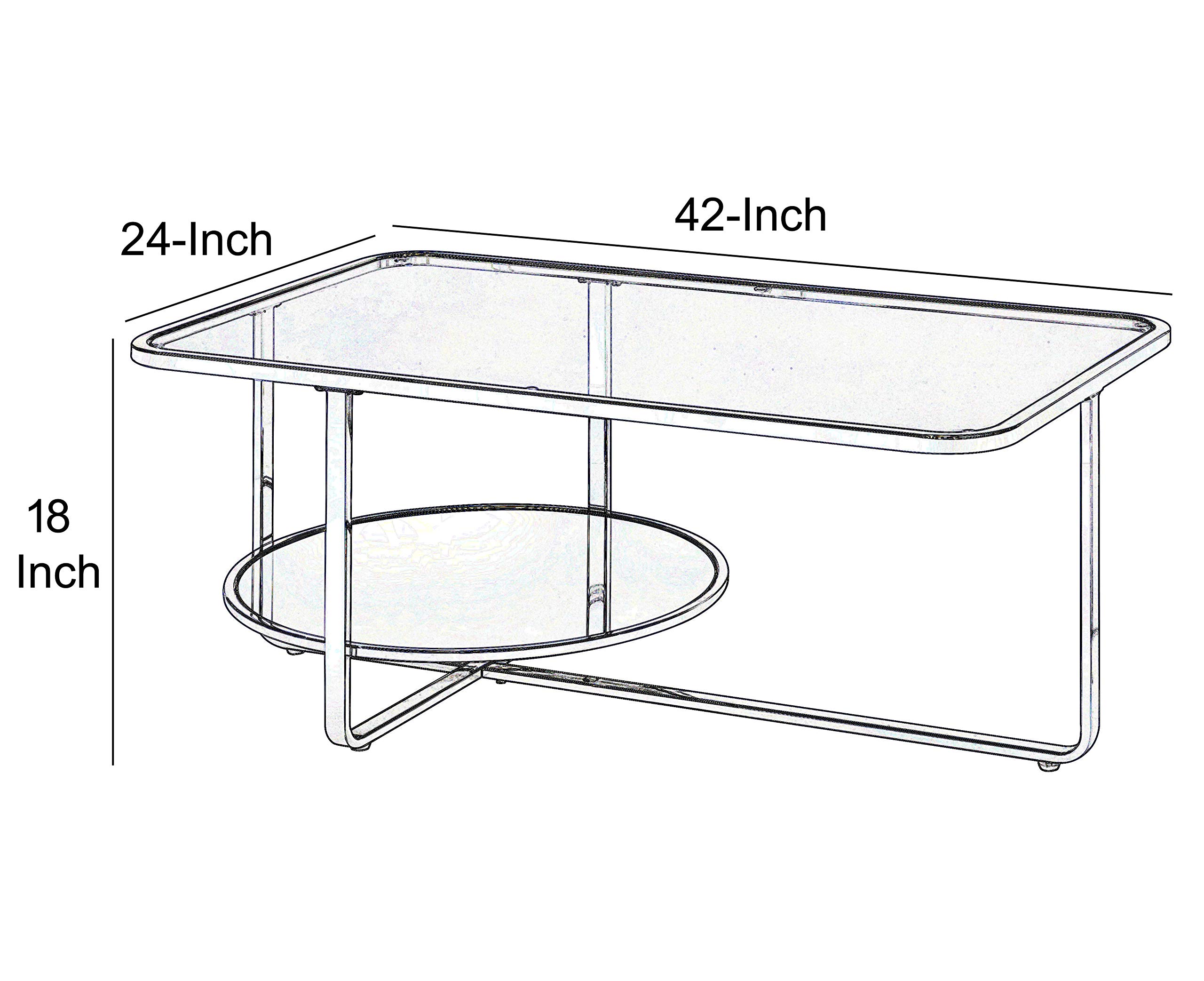 Benjara Modern Round Coffee Table with Silver & Clear Glass Bottom Shelf - Perfect for Living Room, Lounge & Office Decor