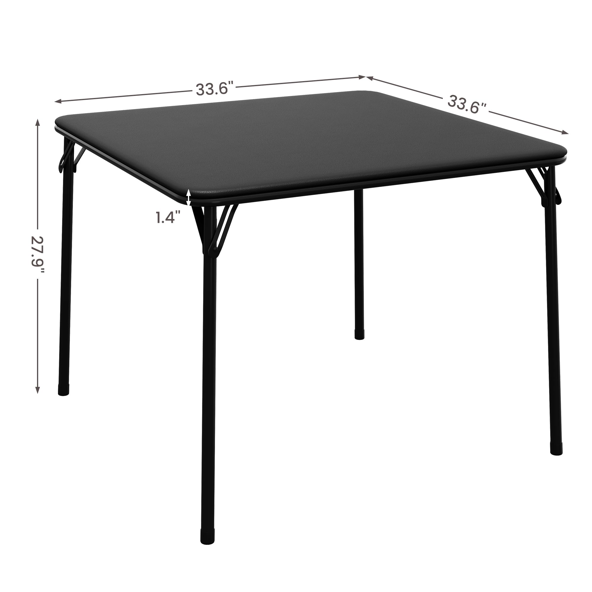 Portable Folding Card Table and 4 Chairs Set - PU Upholstered Metal Frame Foldable Dining Furniture for Home, Office, Camping & Outdoor Use - Black (Perfect for Game Nights, BBQs, and Small Space Living)