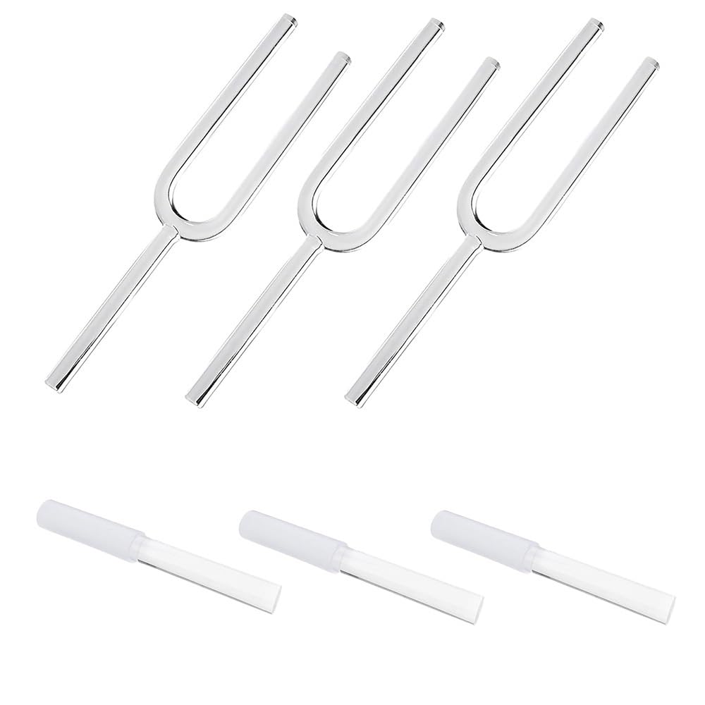 432Hz Clear Crystal Tuning Forks Set - 3 Piece Chakra Healing Instruments (C, E, A Notes) with Free Crystal Striker for Yoga, Meditation & Sound Therapy | Perfect for Energy Balancing, Reiki Sessions & Holistic Wellness Practices