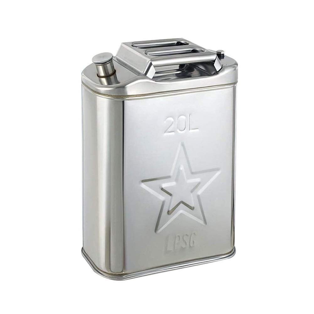 20L Stainless Steel Portable Gas Can - Anti-Corrosion Petrol & Diesel Fuel Tank for Car, Motorcycle, Truck | Durable Metal Fuel Container for Camping, Emergency & Off-Road Adventures