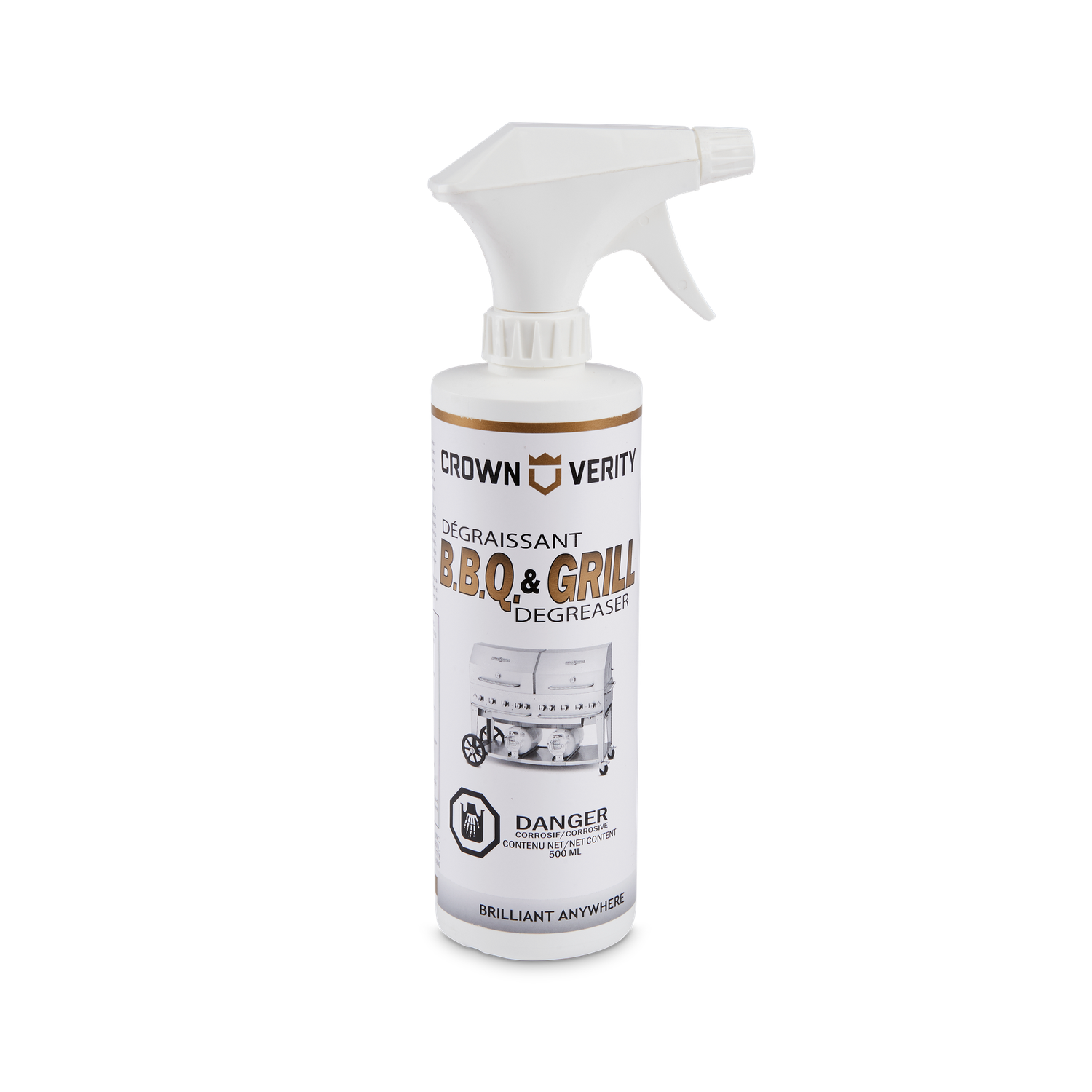 Crown Verity 16 Oz BBQ Grill Cleaner & Degreaser - Heavy Duty Stain Remover for Grills, Ovens & Cookware - Perfect for Outdoor Cooking & Backyard BBQs