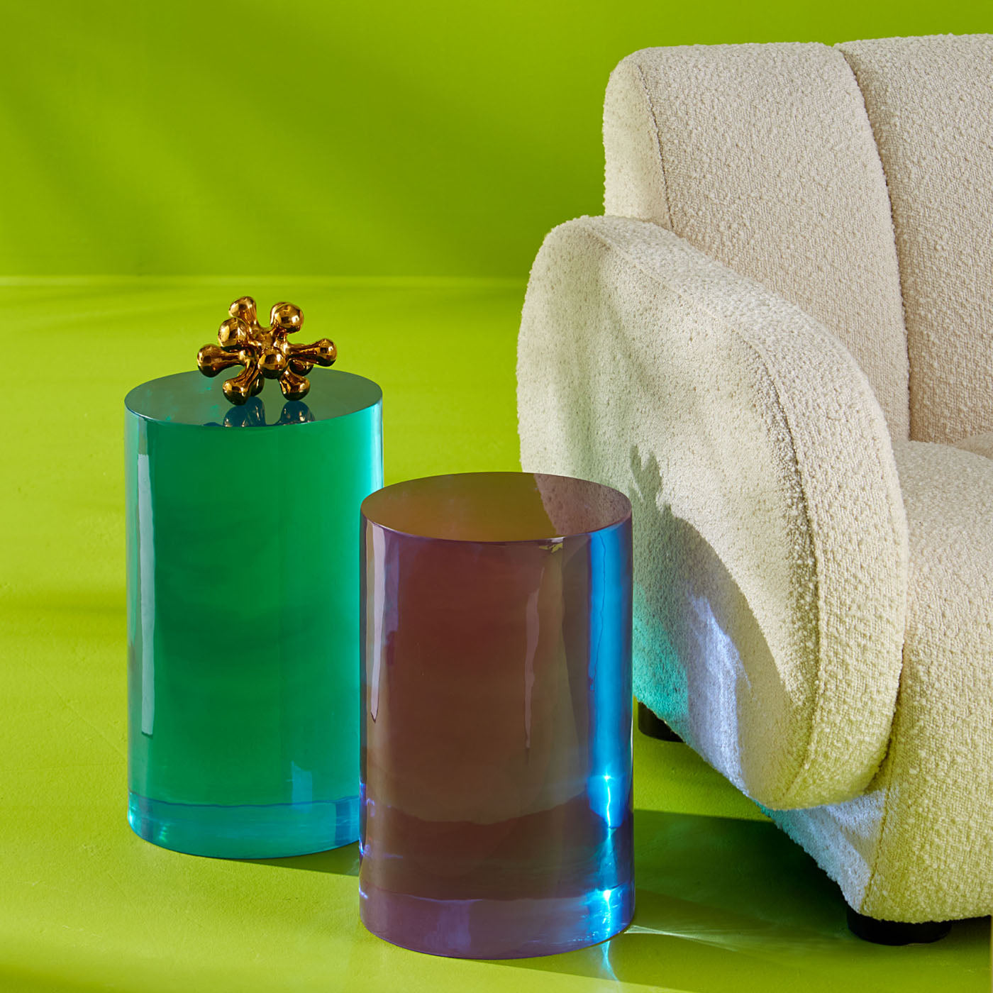 Clear Acrylic Cylinder Table Set - Modern Transparent Coffee Table for Living Room, Office, and Dorm Decor