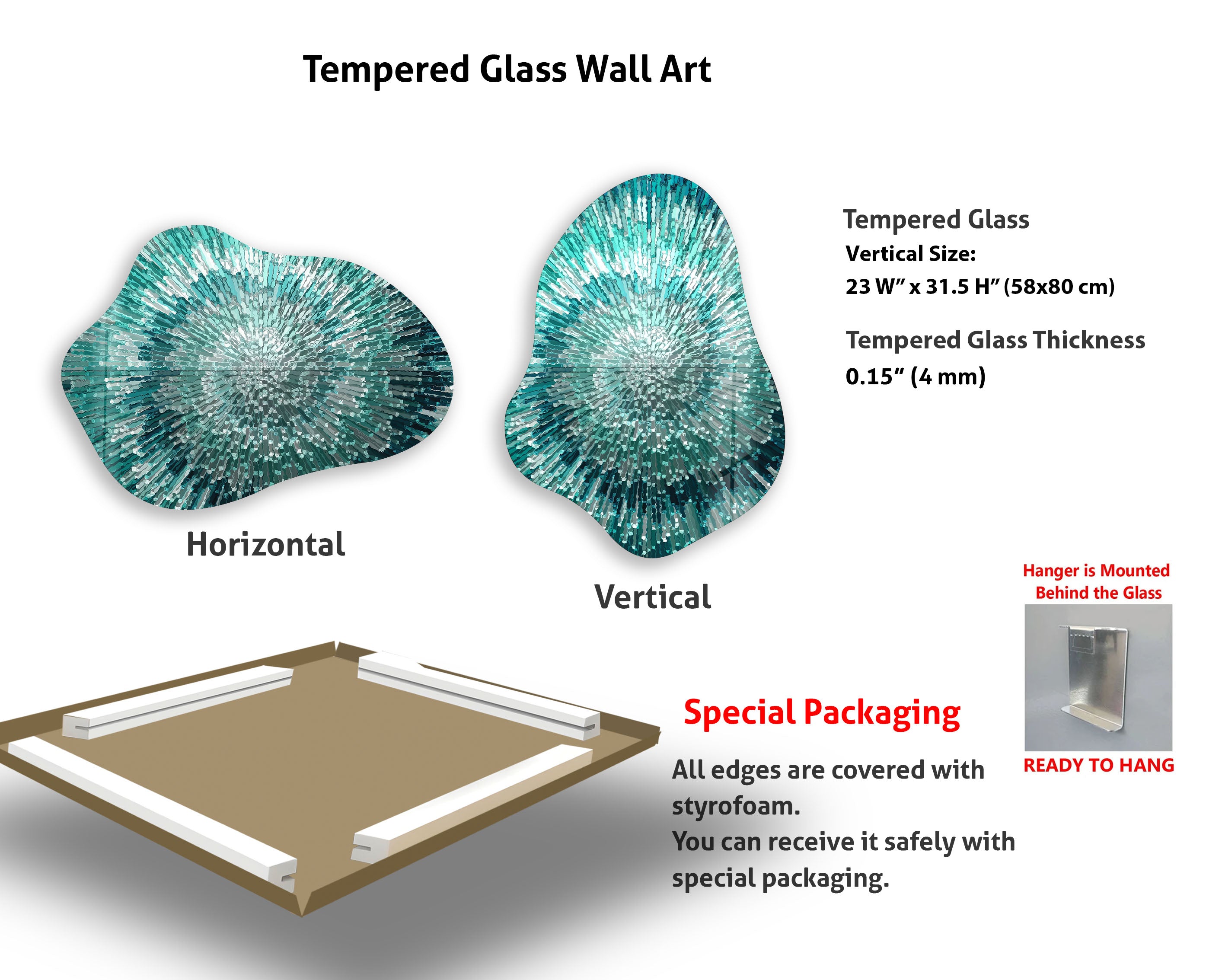 Abstract Turquoise Helix Glass Wall Art - Handmade Modern Decor for Living Room, Bedroom & Office - Unique Home & Office Decoration