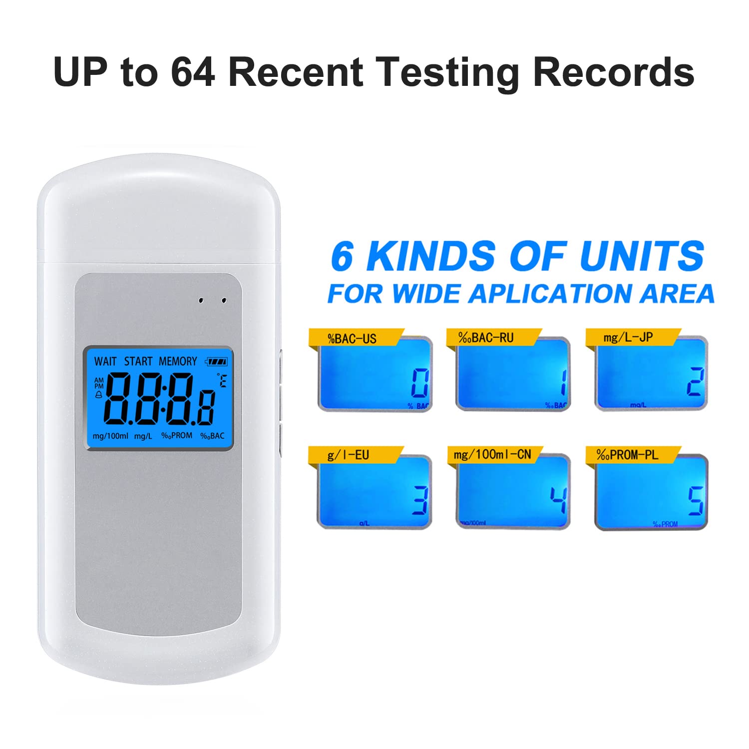 Portable Breathalyzer Tester with 1000mAh Rechargeable Battery - Personal Alcohol Breath Analyzer for Home, Party & Professional Use - Includes 10 Mouthpieces, USB Cable & Storage Bag - Perfect for Drivers, Partygoers & Workplace Safety Checks