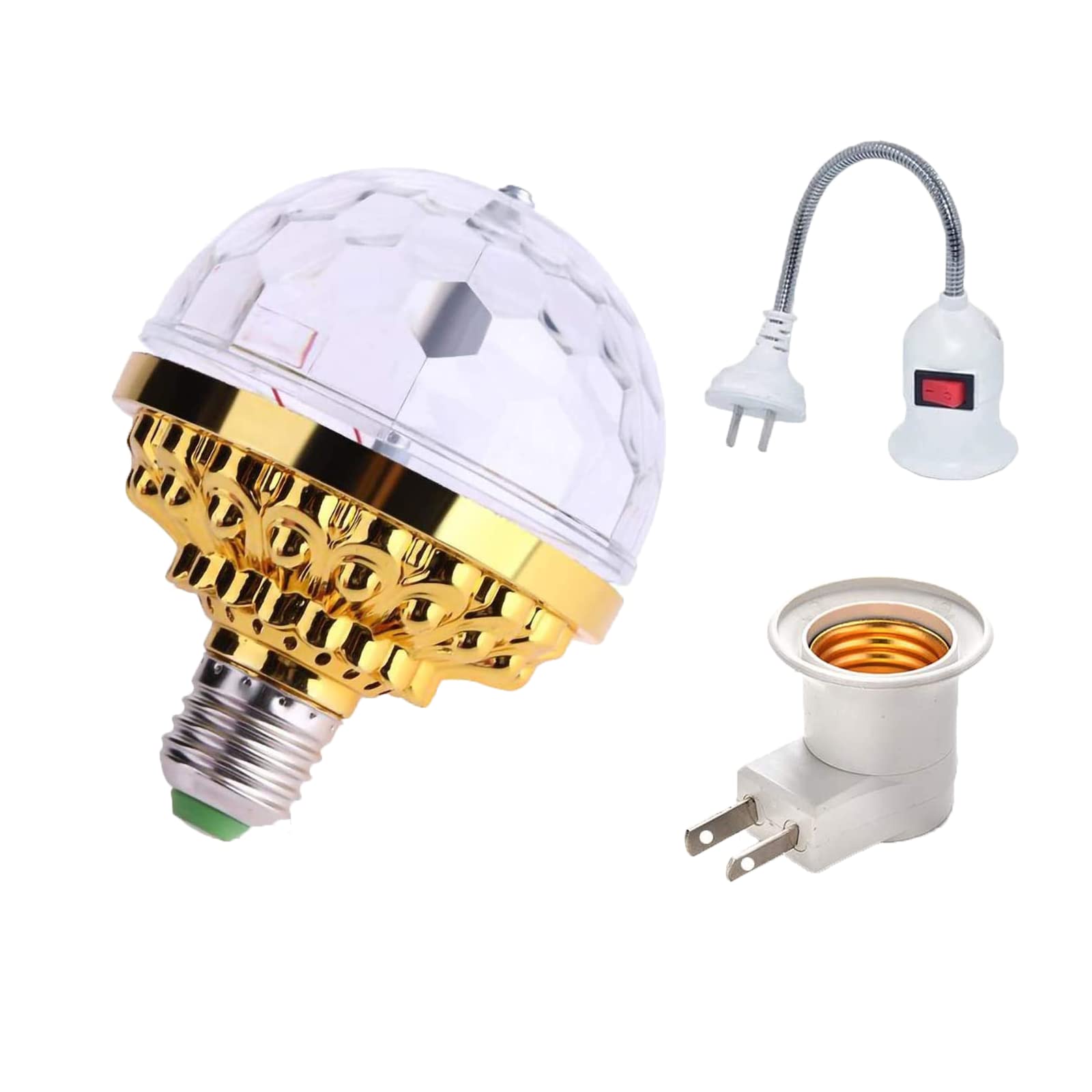 Disco Rotating LED Magic Light Bulb - RGB Color Changing Party Lights with Socket for Stage, DJ, Bar, Club & Home Decor - Perfect for Birthday, Halloween, Christmas & Karaoke Nights (1 Pack)