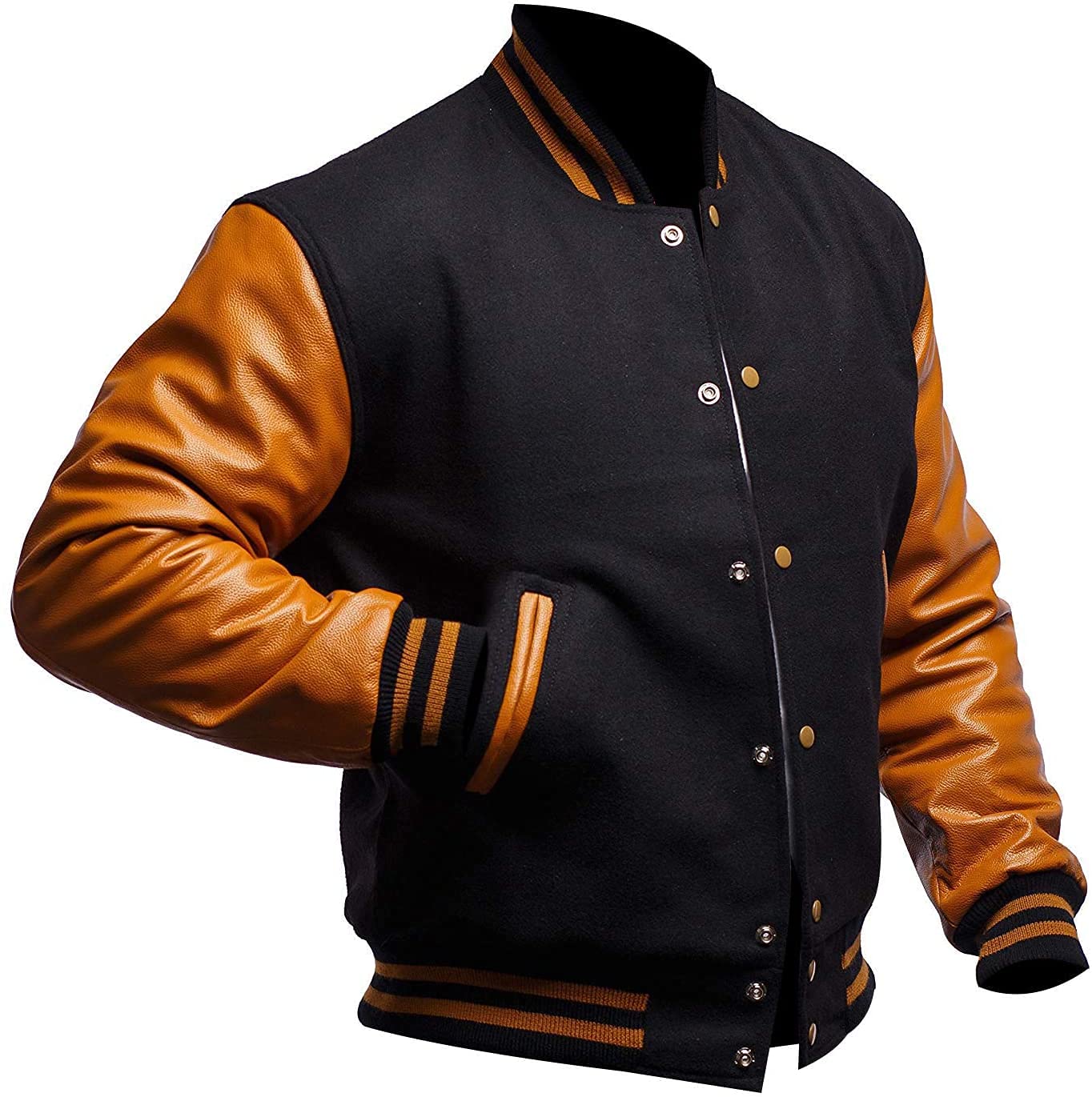 Men's Varsity Letterman Jacket - High School Baseball Coat with Faux Leather Sleeves | Retro College Style Outerwear for Sports, Casual Wear & Game Day Outfits
