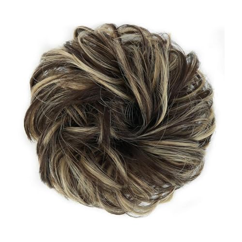 Curly&85H6A# (Dark Brown Mixed Ash Blonde)