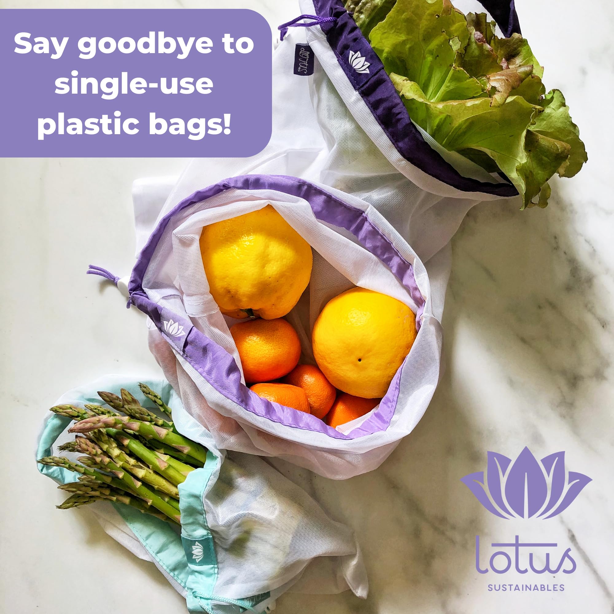 Eco-Friendly Reusable Mesh Produce Bags for Groceries & Shopping