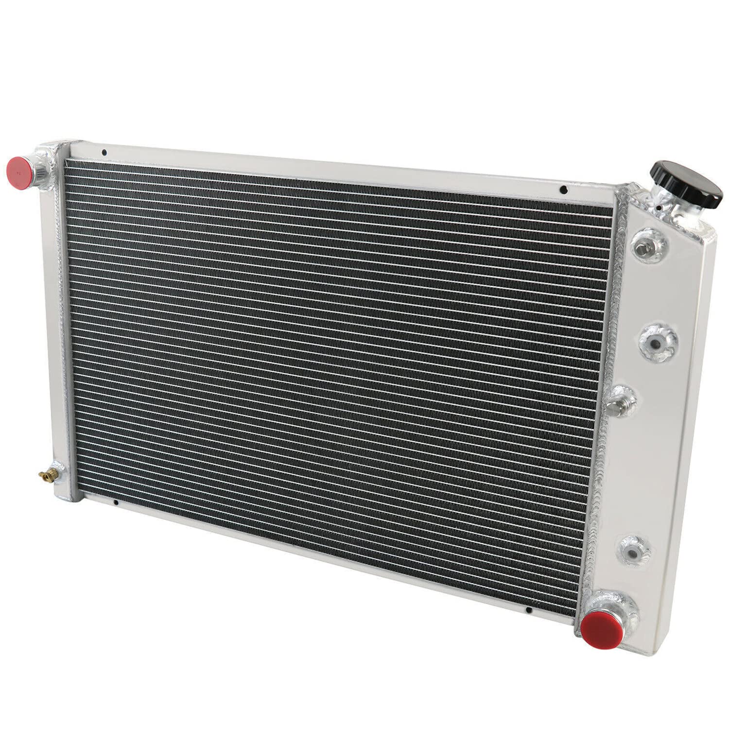Full Aluminum Radiator Kit with Shroud, Fan & Thermostat for 1973-1990 Chevy Caprice C10 C20 C30 K10 K20 K30 Suburban El Camino Malibu - 4 Row Heavy Duty Cooling System Upgrade for Classic Trucks & SUVs