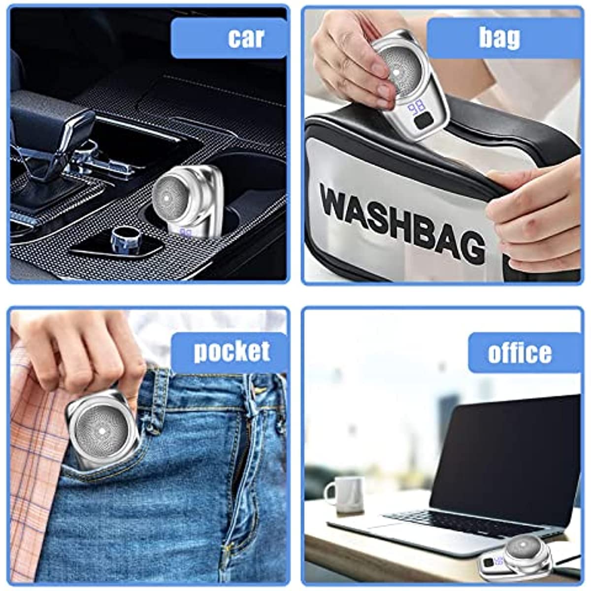 Portable Mini Electric Shaver for Men - Wet & Dry Rechargeable Travel Razor - Compact Pocket Size for Home, Car & On-The-Go Grooming - Perfect for Business Trips, Gym Bags & Quick Touch-Ups