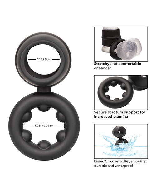 Alpha Liquid Silicone Dual Magnum Ring - Black - Comfortable & Durable Cocktail Ring for Women - Perfect for Parties, Weddings & Evening Events