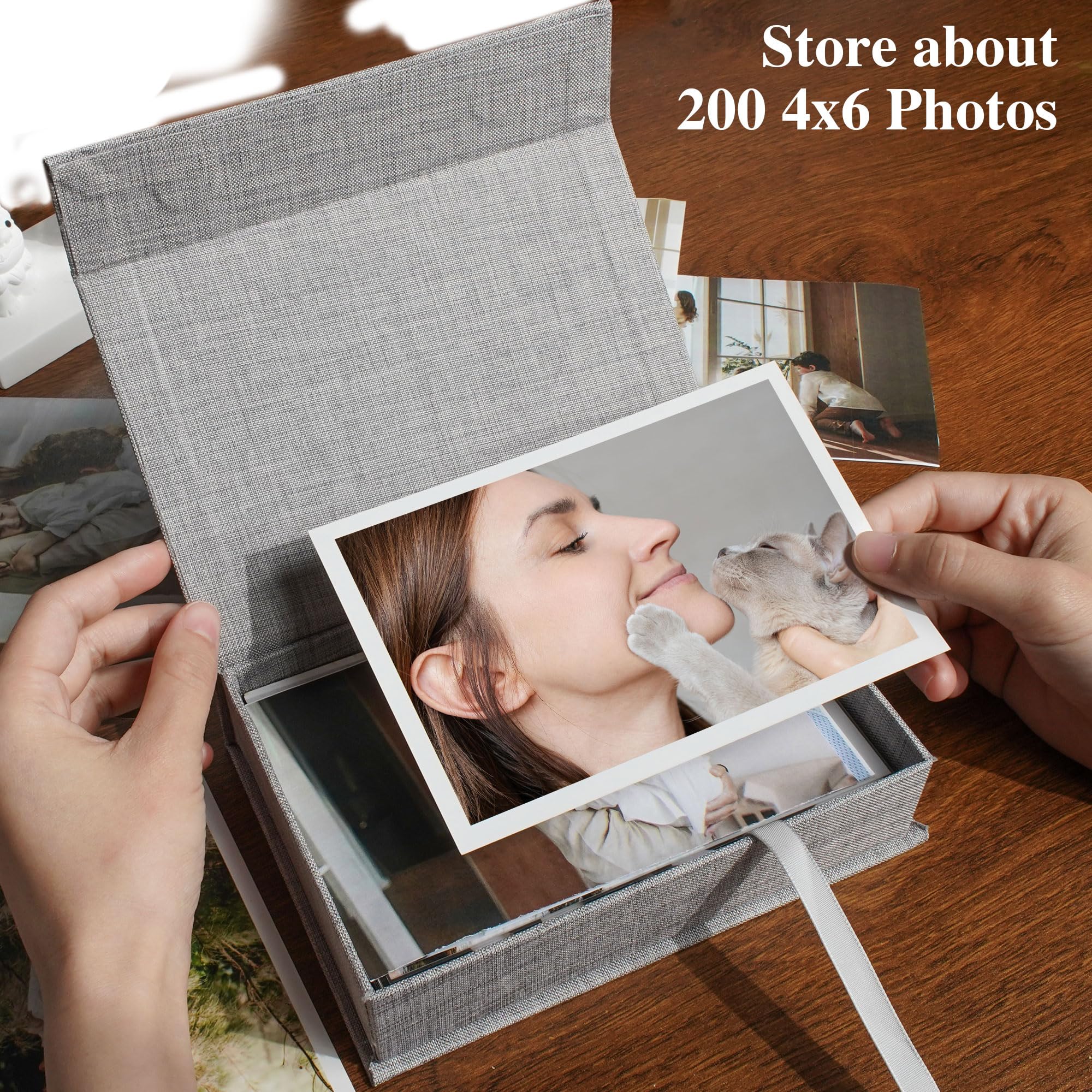 5x7 Linen Photo Storage Box - Premium Archival Photo Organizer for Photos, Certificates, Scrapbooking Supplies & Jewelry (Grey) | Perfect for Memory Keeping, Home Decor & Gift Giving