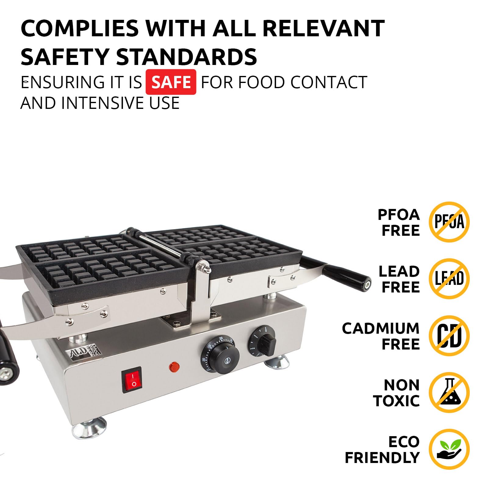 ALDKitchen Belgian Waffle Maker - Thick Waffle Iron with Removable Plates & Swing Design | Makes 2 Square Waffles | 110V for Home, Breakfast & Brunch | Perfect for Family Gatherings & Sunday Brunches