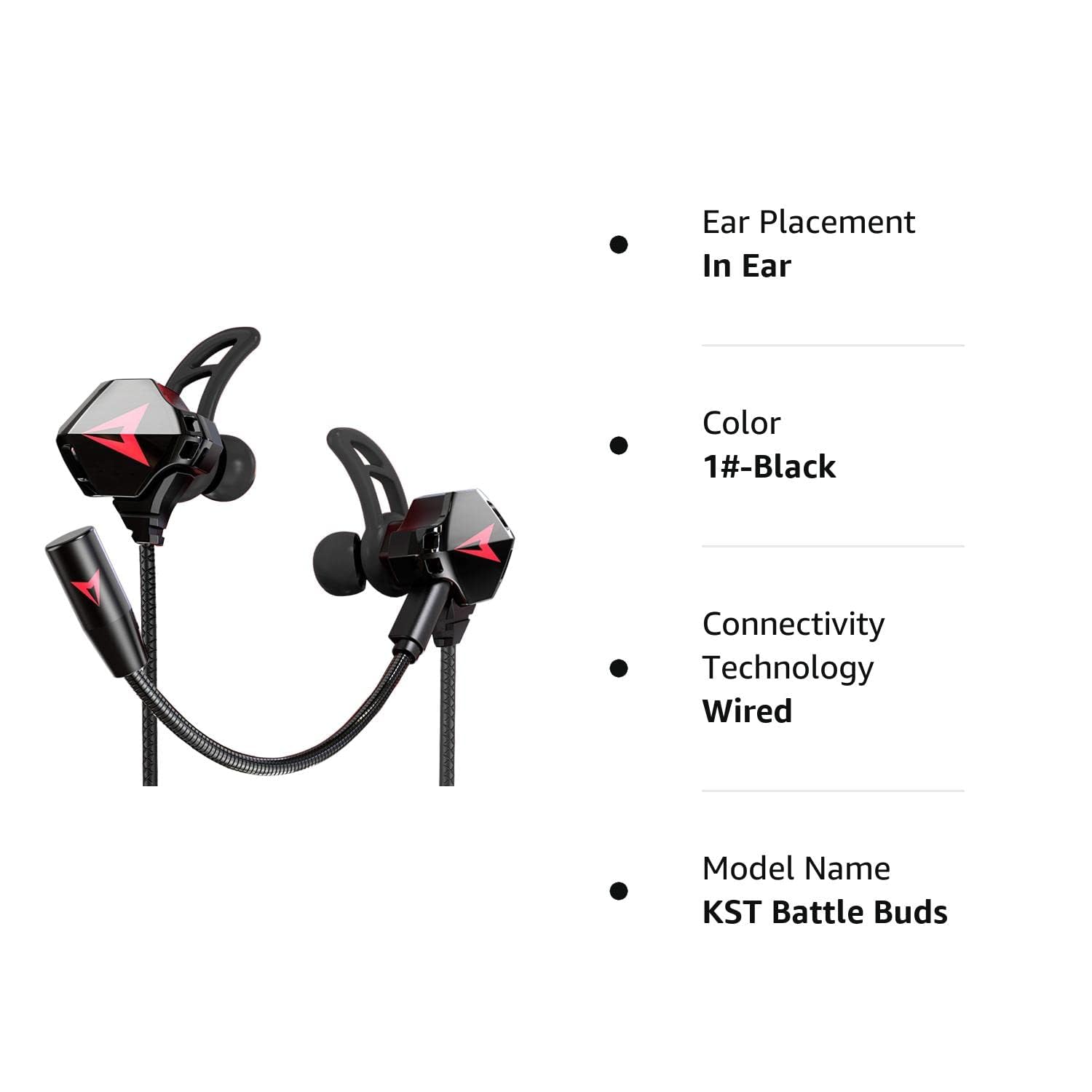Battle Buds Pro Wired Gaming Headset with Dual Microphone - Noise Cancelling In-Ear Earphones with Mute & Volume Control for Mobile Gaming, PC, PS5, Xbox Series X/S, Nintendo Switch (Black) - Perfect for Competitive Esports & Late-Night Gaming Sessions