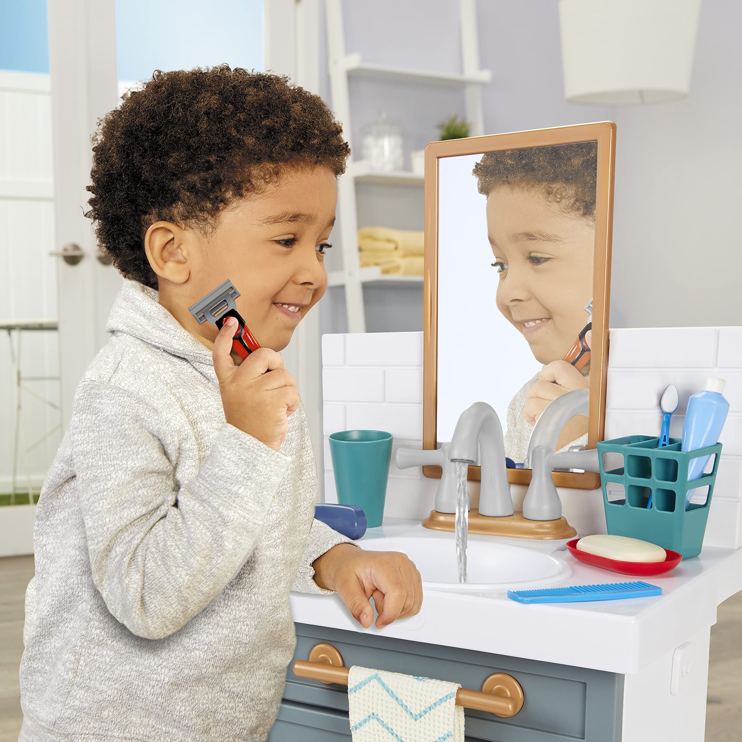 **Little Tikes First Bathroom Sink Toy for Kids - Real Working Faucet, 12 Pretend Play Accessories, Interactive Learning Toy for Toddlers Ages 2+ (Grey) - Perfect for Role Play & Early Childhood Development**