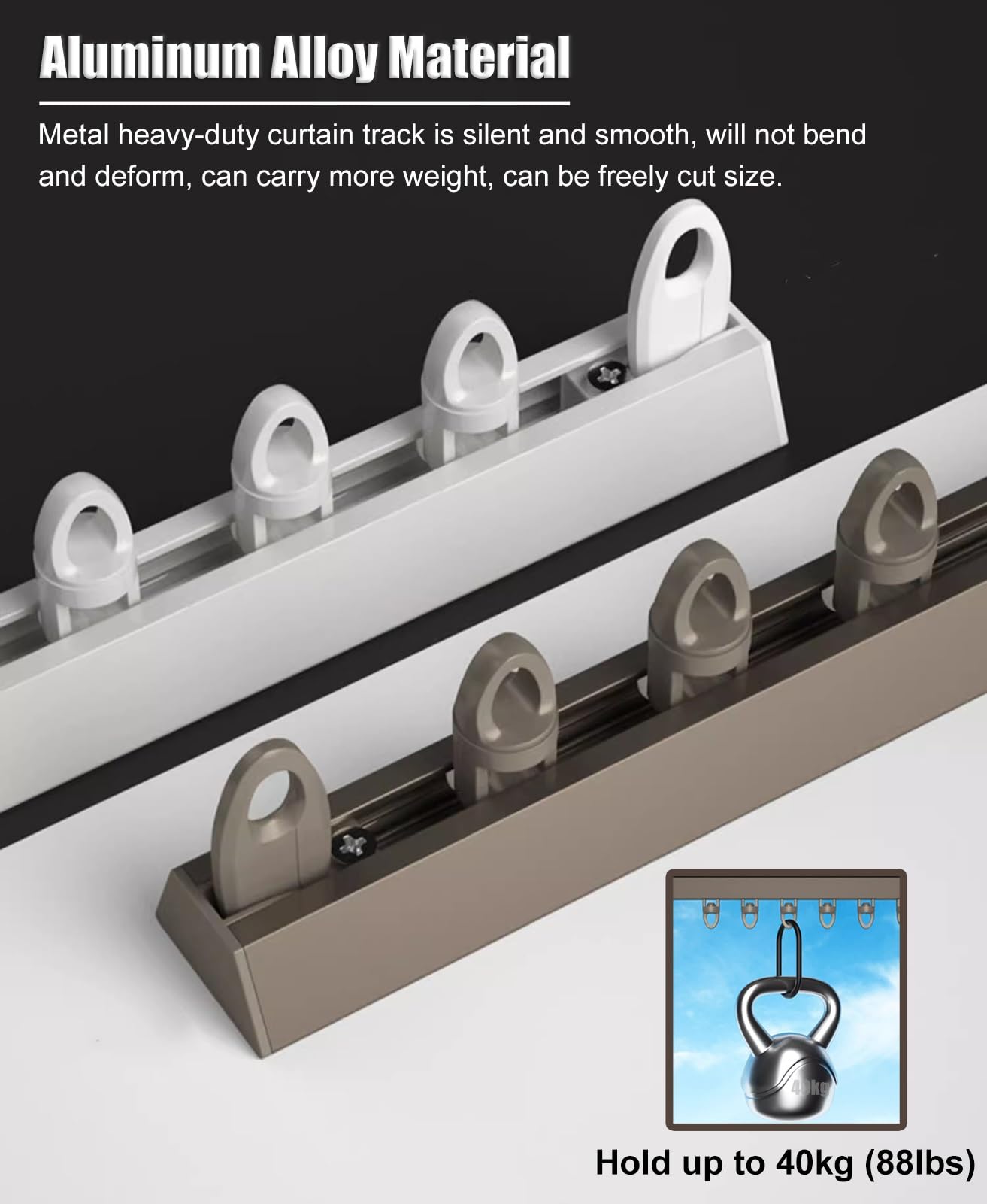 Heavy Duty Ceiling Mount Curtain Track - 2.1m (6.9ft) White Elegant Slide Rail System for Room Dividers, Shower Curtains & Window Drapes | Perfect for Living Rooms, Bedrooms & Bathrooms