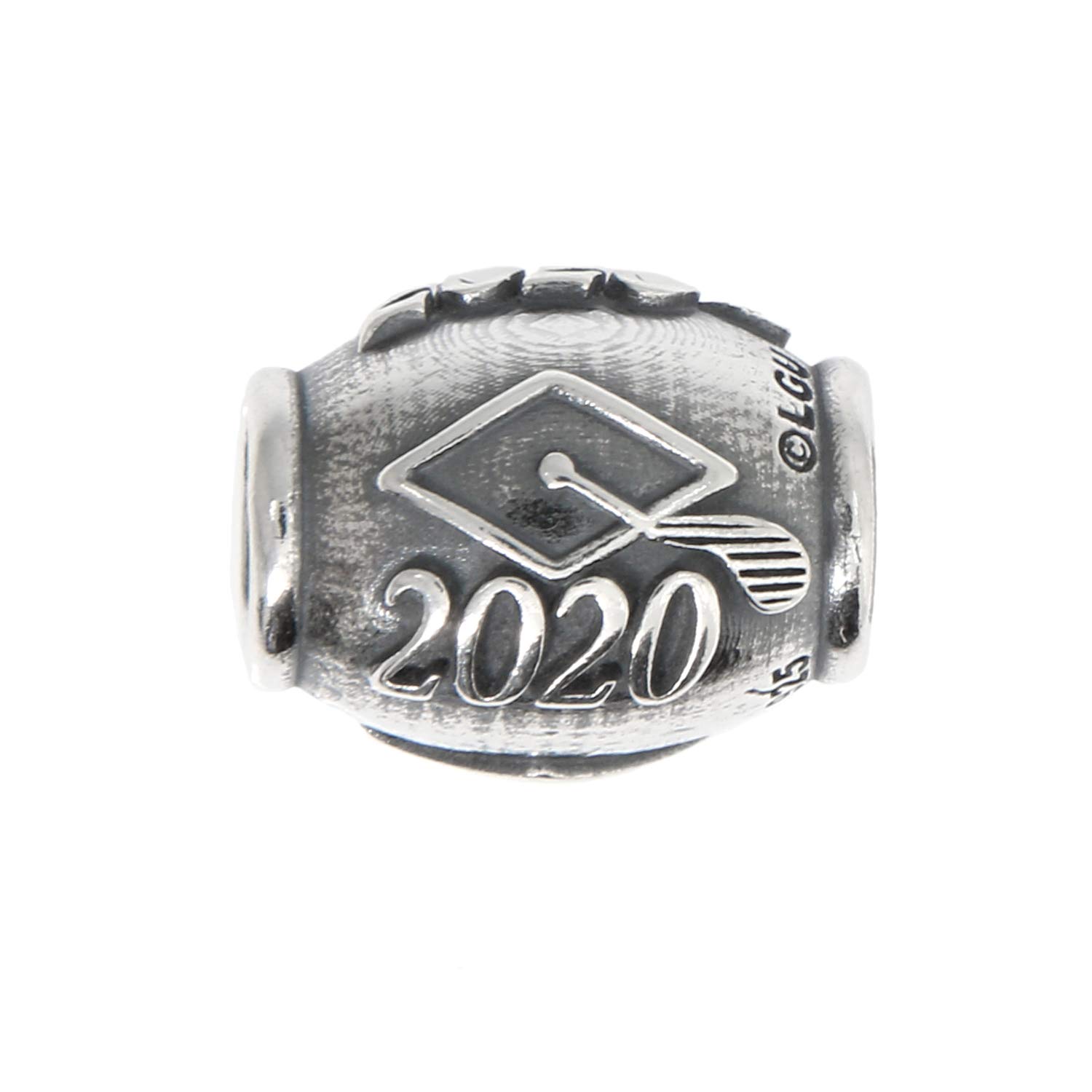 Sterling Silver Oxidized Class of 2020 Graduation Bead - Elegant Keepsake for High School & College Graduation Gifts, Commencement Jewelry, and Alumni Celebrations