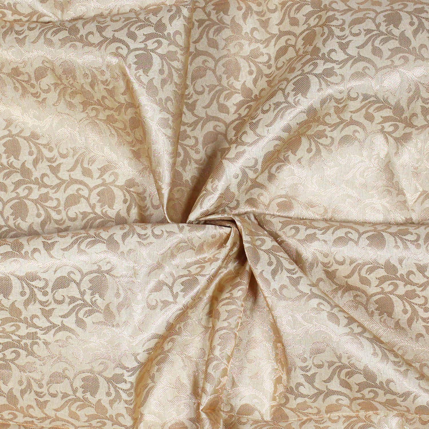 Elegant Brocade Art Silk Beige Fabric - Premium Wedding Lehenga Skirt Material, Solid Pattern Textile for Sewing, Crafting & Home Decor (Sold by The Yard) | Perfect for Bridal Wear, DIY Projects & Decorative Pillows
